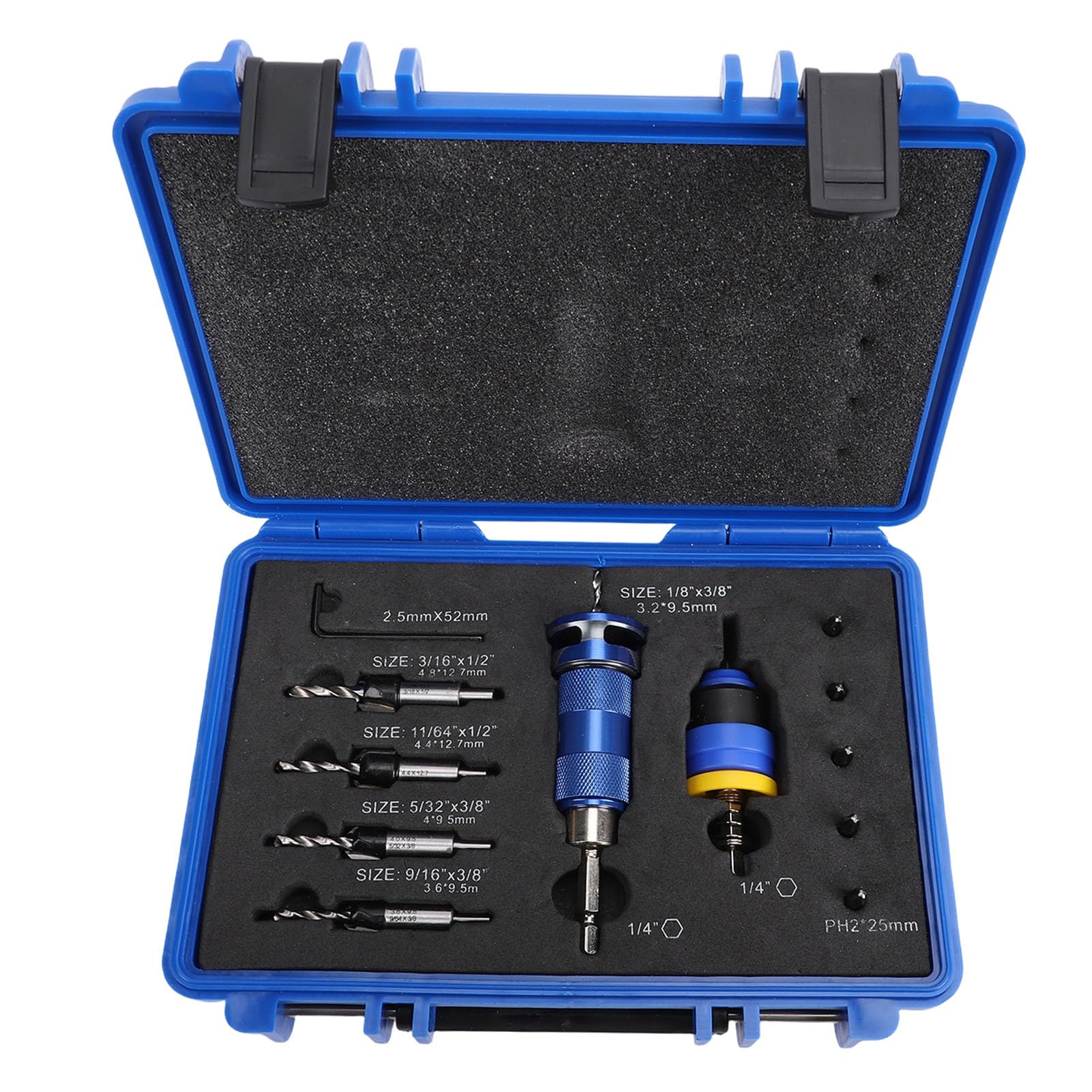 KIMISS Juego de Brocas Avellanadoras Ajustables para Carpintería, Brocas Avellanadas de 3,2-4,8 Mm con Tope de Profundidad sin Herramientas, Aleación de Aluminio de Primera Calidad