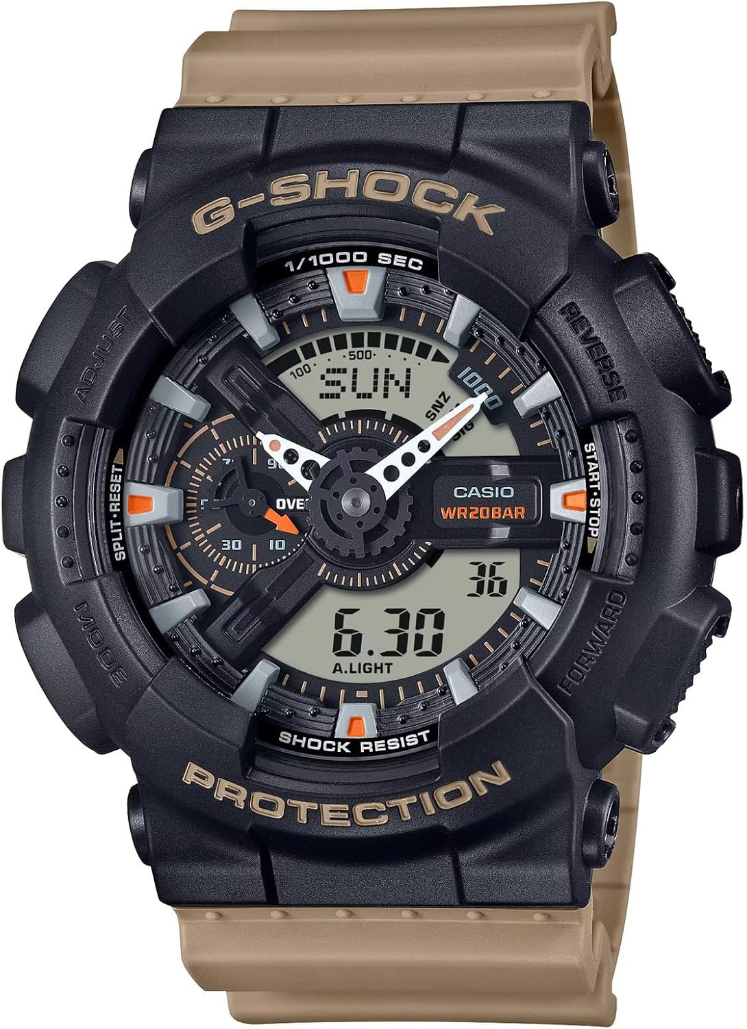 Casio G-Shock Utilitarian Beige & Black Resin Digital Analog Watch GA-110TU-1A5CR Casio G-Shock Utilitarian Beige & Black Resin Digital Analog Watch GA-110TU-1A5CR