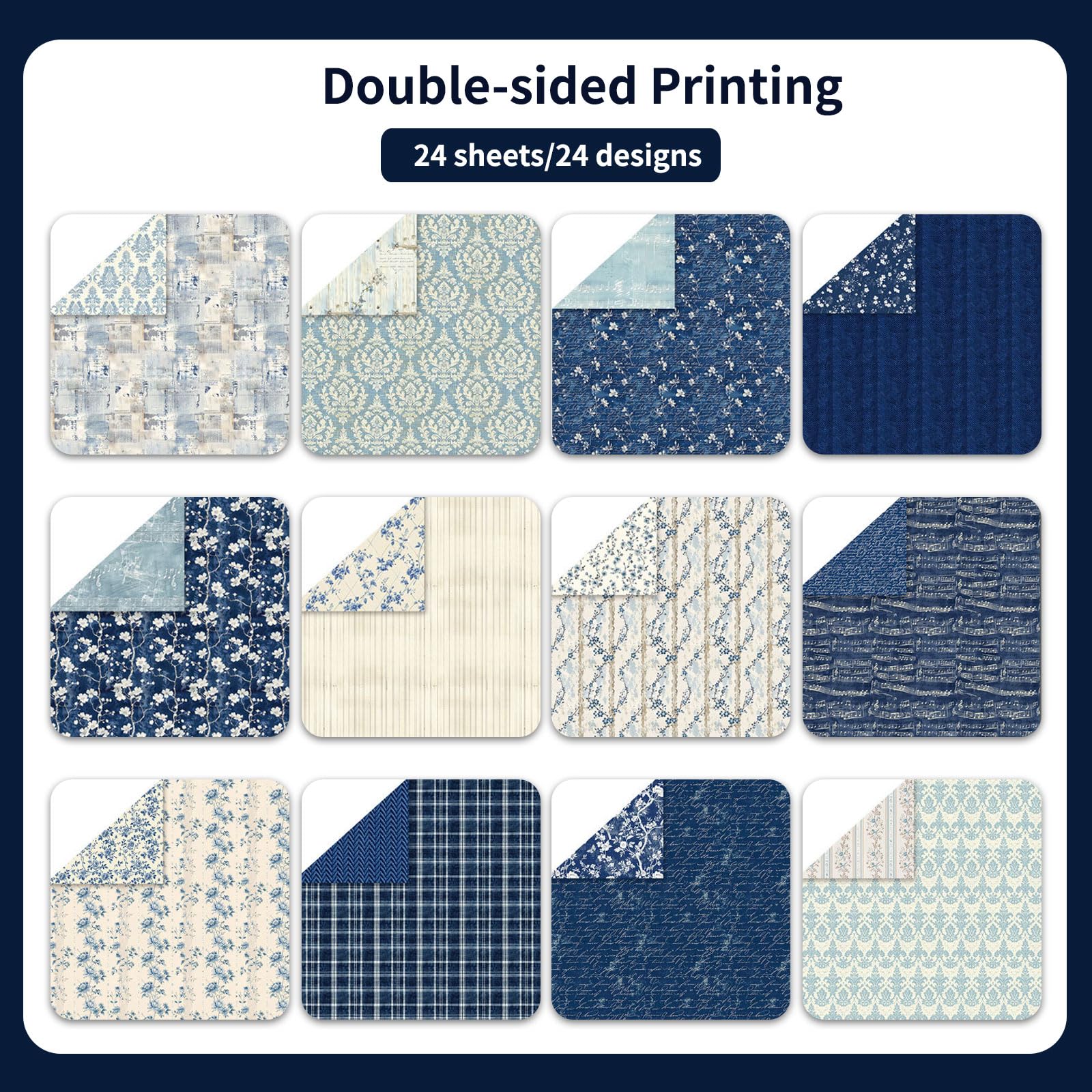 Papier Scrapbooking Vintage – 24 Feuilles Double Face 12x12 Pouces – Motifs Esthétiques