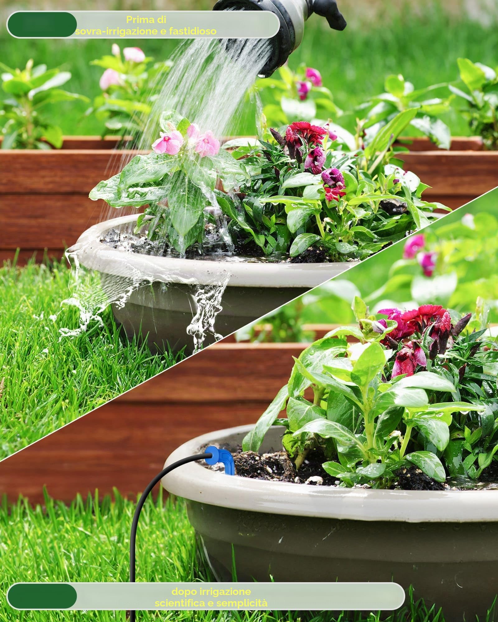Biling Sistema solare per irrigazione balcone, 15 m, 2,5 W, giardino, piante, aiuola rialzata, serra, vacanze