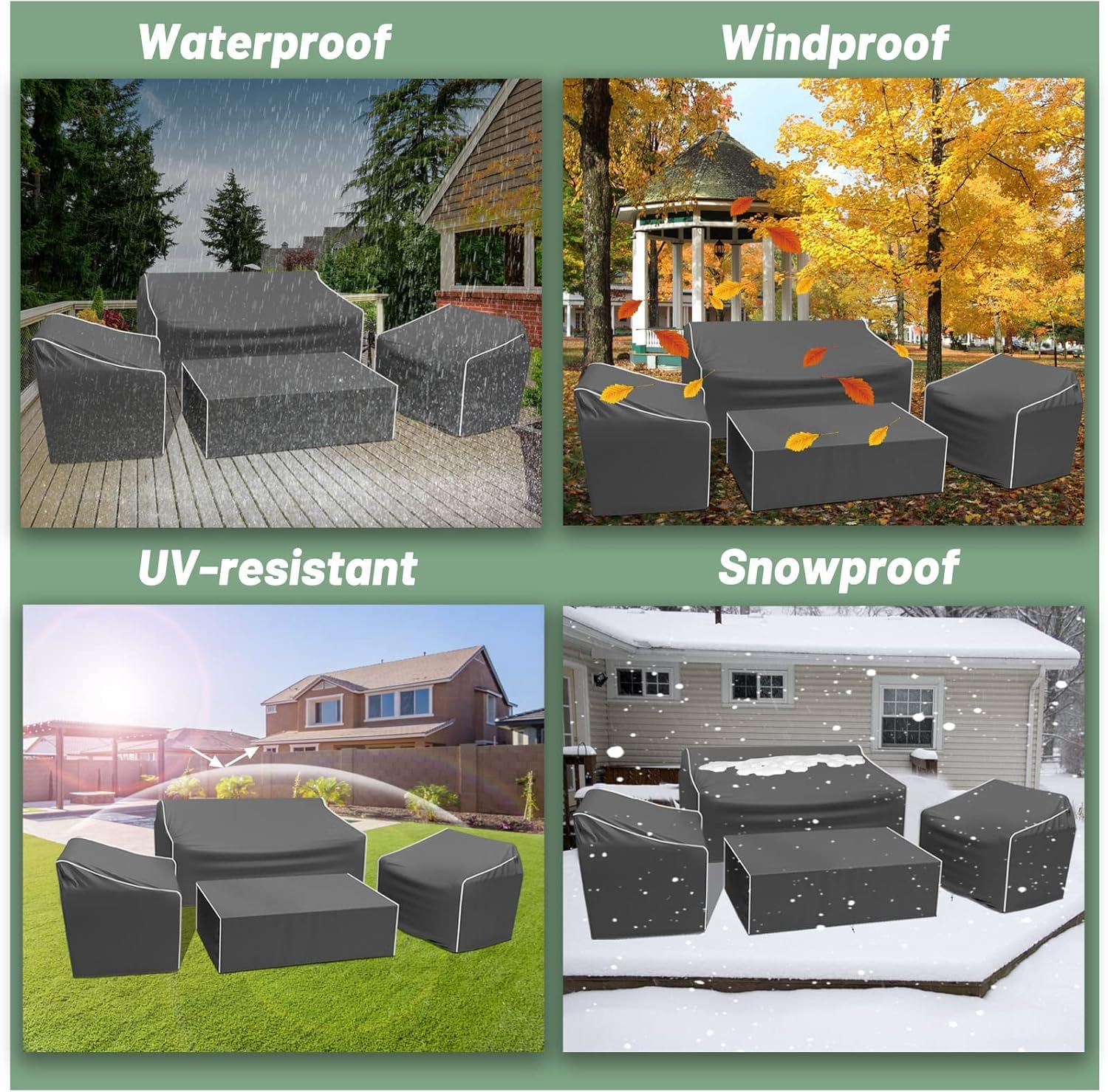 Patio Chair Covers 2 Pack for Outdoor Furniture, Lawn Chair Covers Waterproof Heavy Duty for Patio Lounge Deep Seat with Air Vents for All Weather, Black, 32" W x 39" D x 31" H view 5