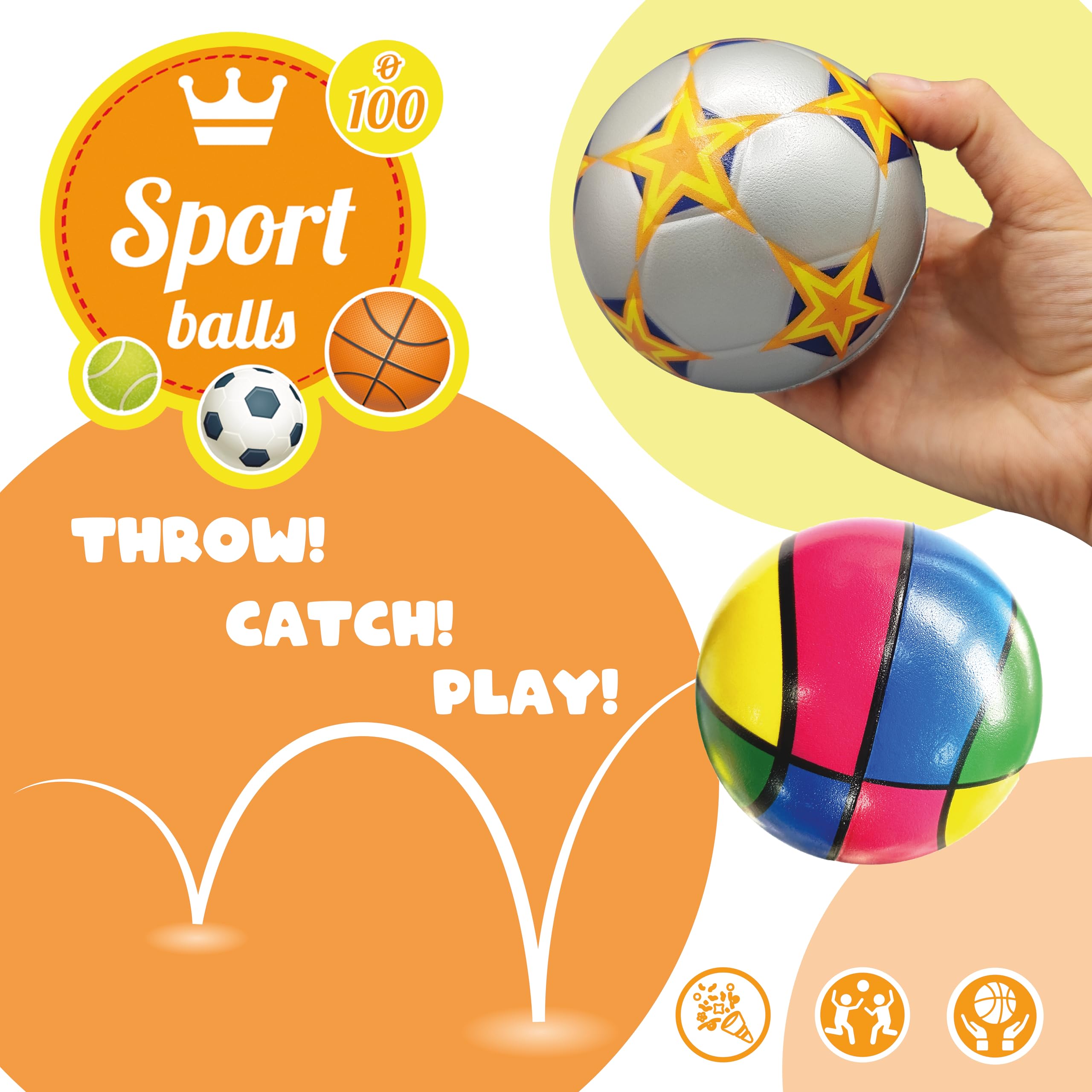 Lavatelli - Set de 20 piezas bolas suaves con temática deportiva, diámetro 10 cm, detalles cumpleaños niños, gadgets ideales para casa o aire libre, ideas de regalos divertidos invitados