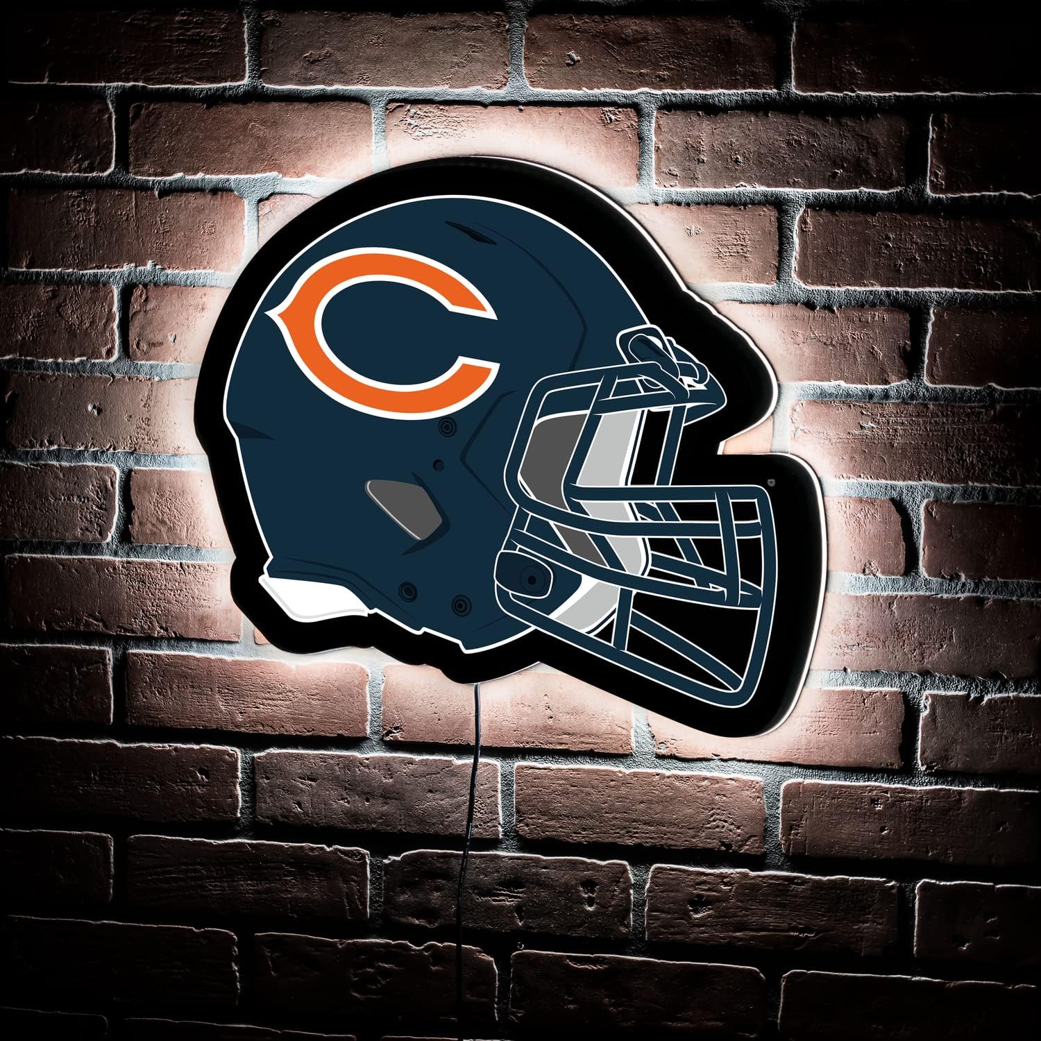 Team Sports America NFL Chicago Bears Ultra-Thin LED Light Wall Sign Décor | Officially Licensed | 23 Inch Mascot Logo Shaped Wall Sign | Made in USA