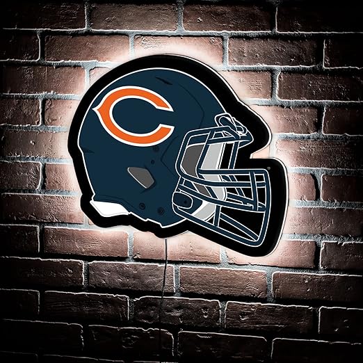 Team Sports America Evergreen NFL Chicago Bears Ultra-Thin LED Light Wall Sign Decor | Full Size Replica Helmet | 19.5 x 15 Inches | Made in the USA