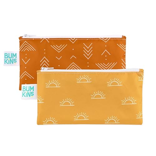Bumkins Bolsas reutilizables para aperitivos, para el almuerzo escolar de niños y para adultos, tela lavable, bolsa de tela impermeable con