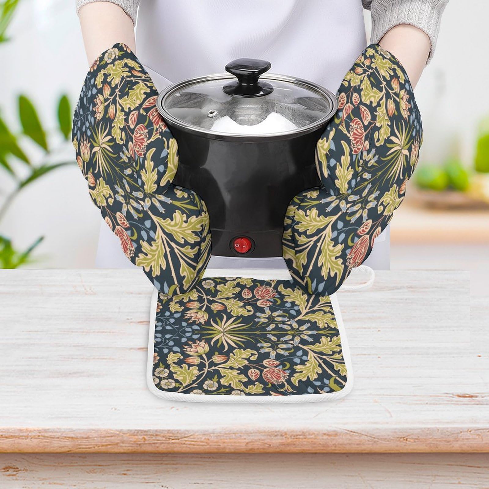 Aazon.co: Ushroo Forest Oven Itts And Pot Holders Sets Wildflowers - View #7