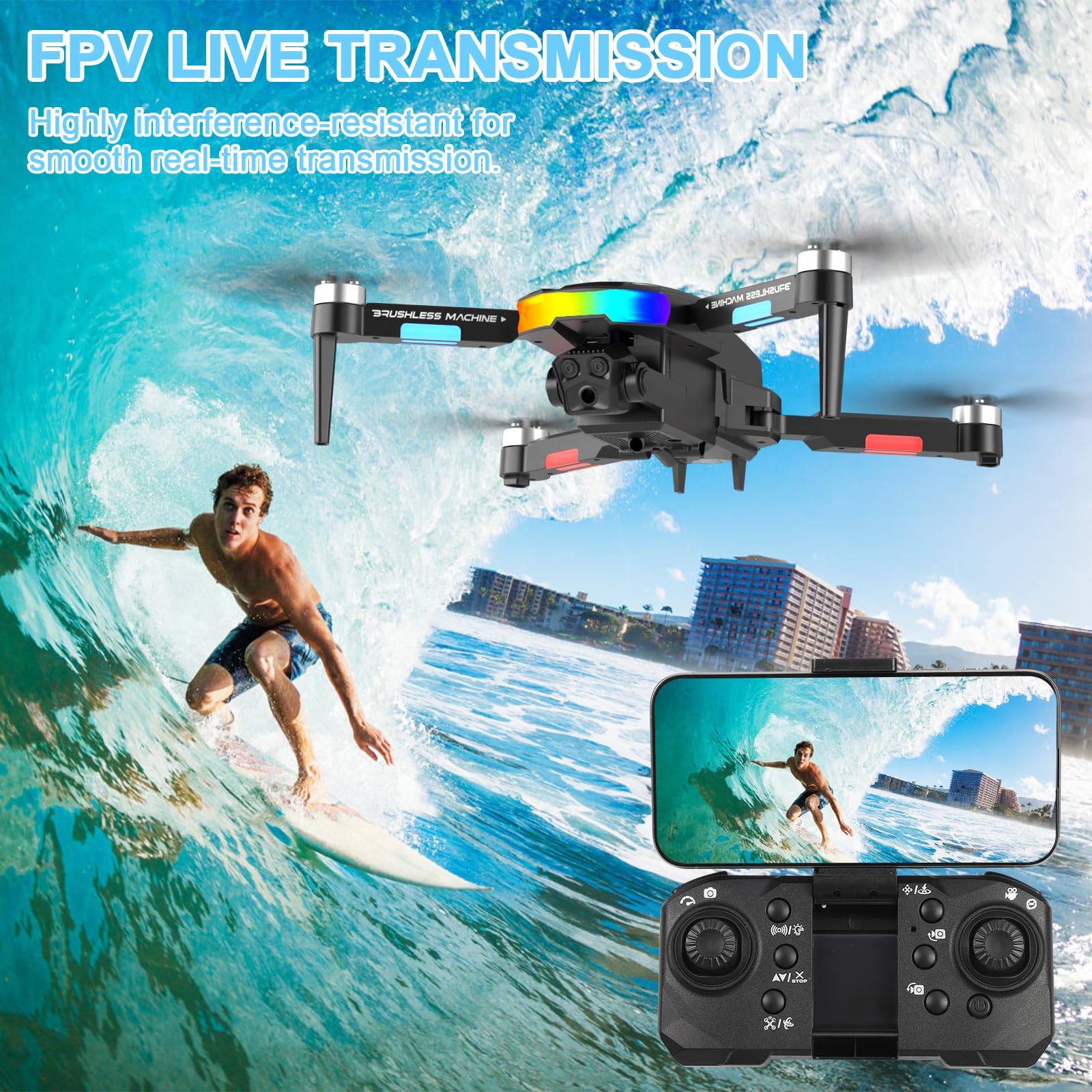 Dron con 2 Cámara 4K HD, GuKKK RC Quadcopter Drone Plegable para Principiantes, 90°Eléctrica ajustable FPV Dron con 2 Baterías y Bolsa Portátil, Juguetes para Niños y Niñas Regalos Navidad