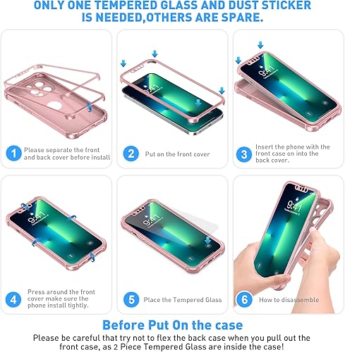 Miniatura 9 de ORETECH Funda para iPhone 13 Pro, con 2 protectores de pantalla de vidrio templado Funda protectora de cuerpo completo para iPhone 13 Pro