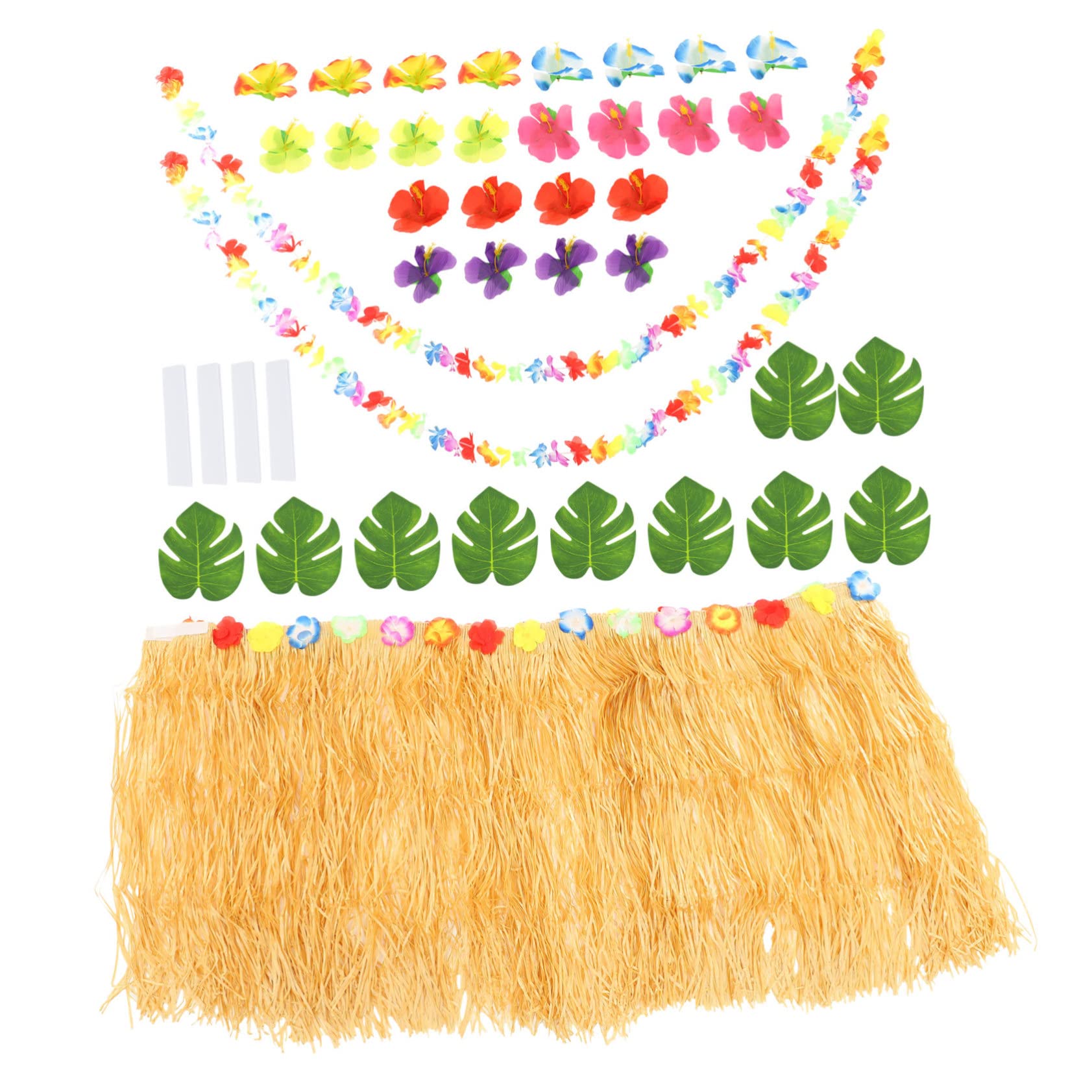 COLLBATH 1Set Party Table Skirt Decor with Turtle Leaf Hibiscus Flowers for Tropical Themed Celebrations Cloth Material for Memorable