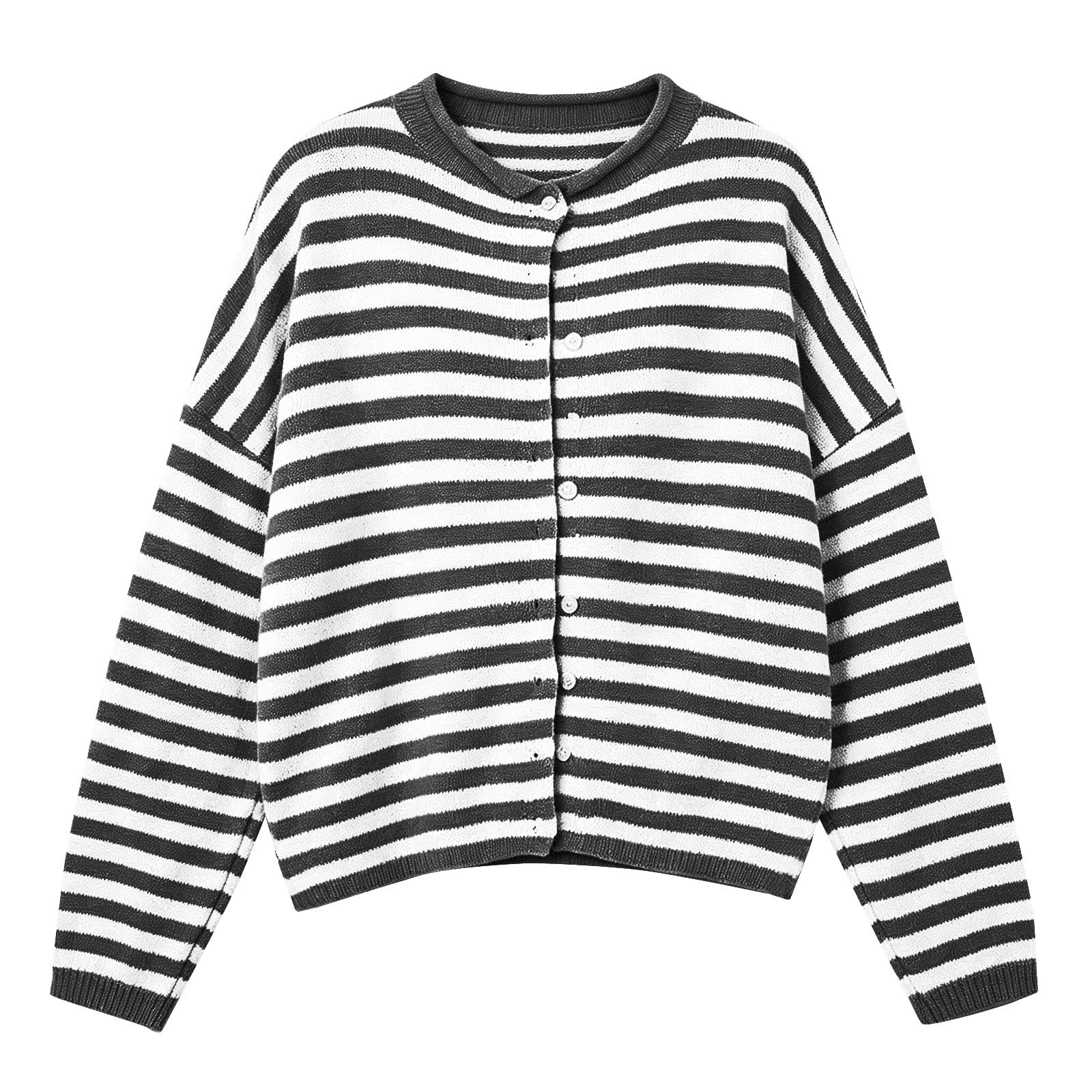 Maglione da donna, tinta unita, casual, a righe, per autunno e inverno