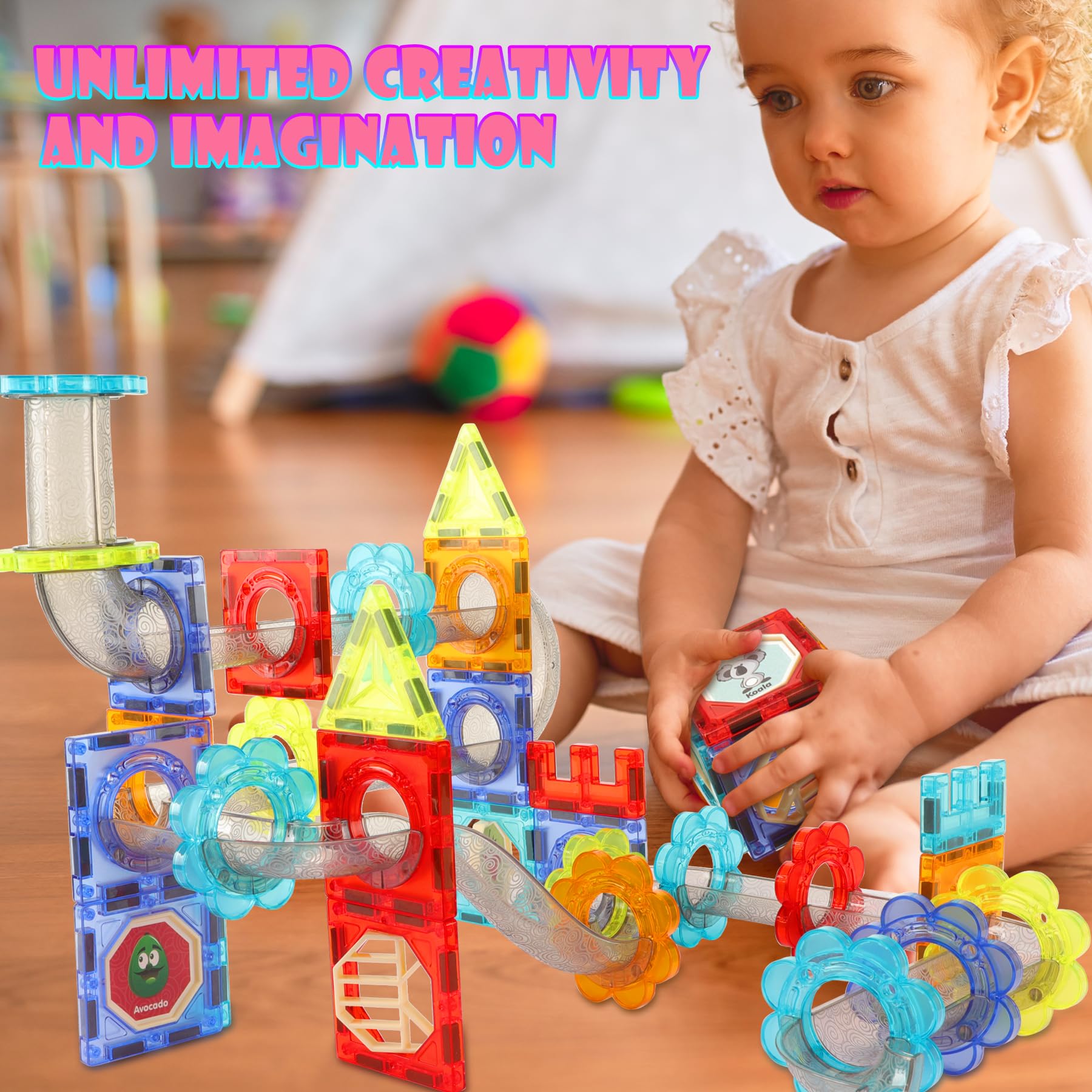 Jokooan Construction Magnetique Enfant 144 Pcs, Set De Bâtons Magné