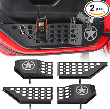 DIAMOOKY Metal Front Door Pocket Storage Box for Jeep Wrangler JL JLU 4XE 2018-2026 & Gladiator JT 2020-2023 2024 2025 2026 Accessories Door Organizer Storage Molle Panels Not for Power Seats, 2PCS