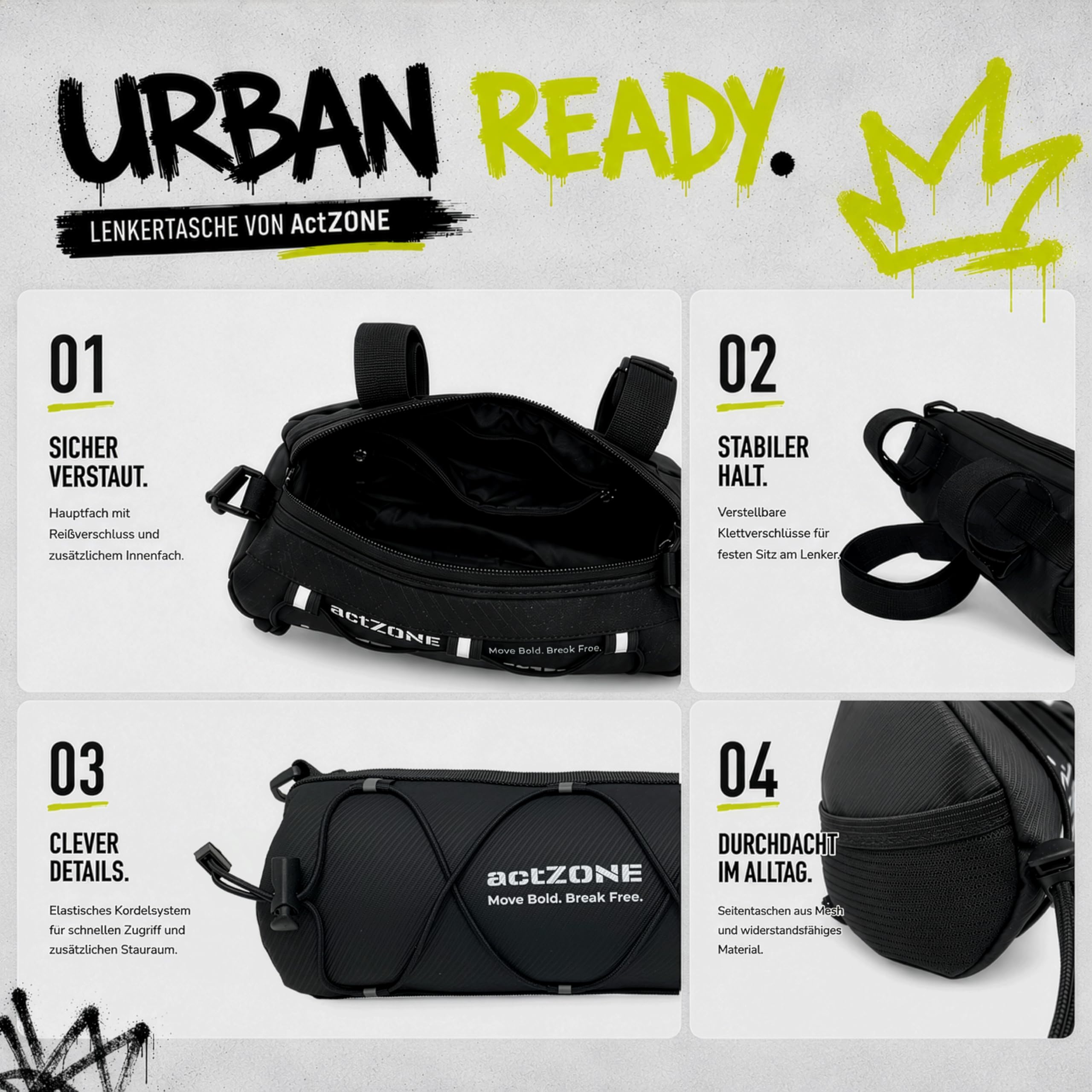 Lenkertasche Fahrrad – Lenkerrolle Für Lenkertasche MTB, Rennrad & Gravelbike | Bike Bag & Handlebar Bag | Bikepacking | Fahrradlenkertasche | 20×10cm | Dark Night Edition