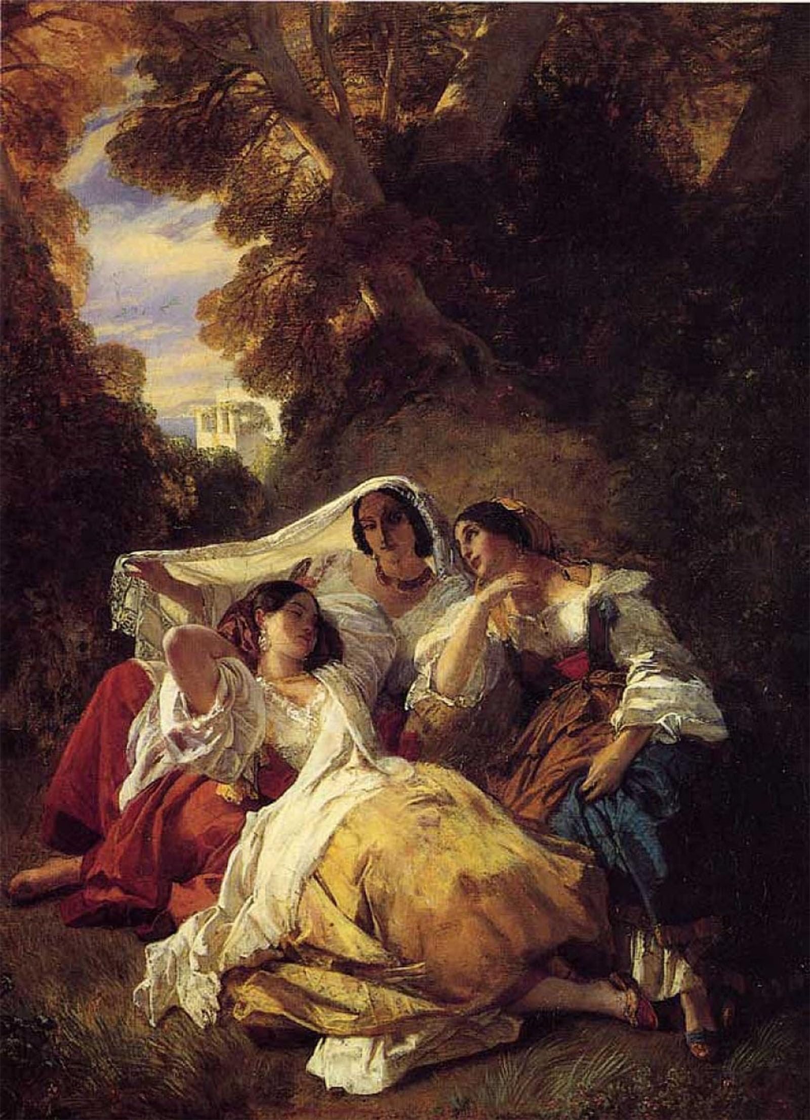 ARTXLXXBN Famous Painting Canvas Artwork Graffiti Print the Nap by Xaver Winterhalter Portrait Canvas Image for Home Decor 60x90cm