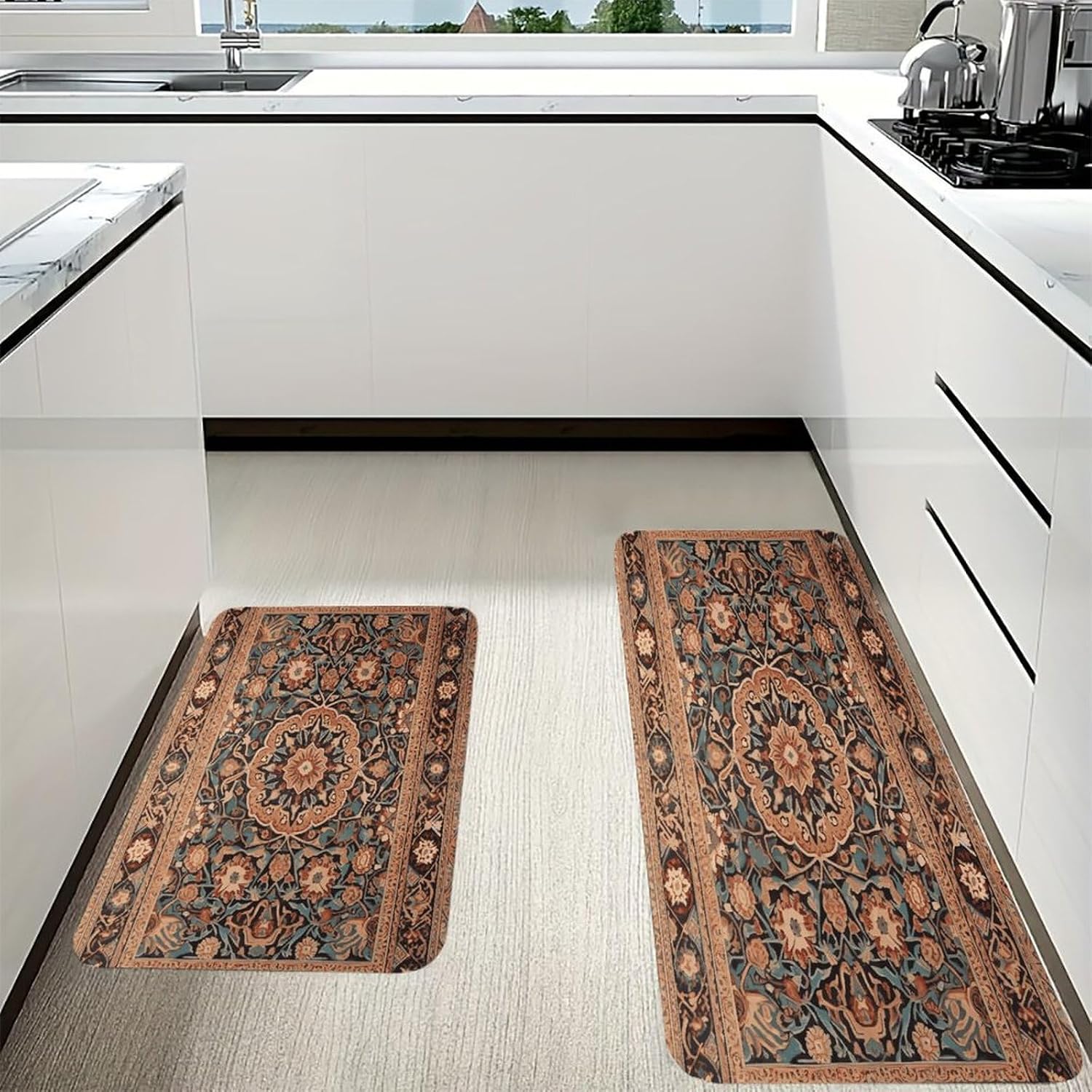 Antique Orientalist Art Kitchen Mat Kitchen Rug Set | Kitchen Rugs Flannel Velvety Washable breathable Water Absorbent Soft ，kitchen utensils for Kitchen, Floor,Laundry