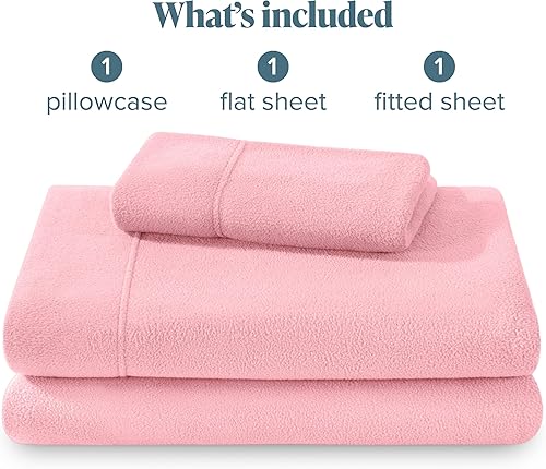 Miniatura 8 de Bare Home Juego de sábanas de forro polar súper suave, tamaño individual, forro polar extra afelpado, sábanas de cama sin pelusas, calidez acogedora
