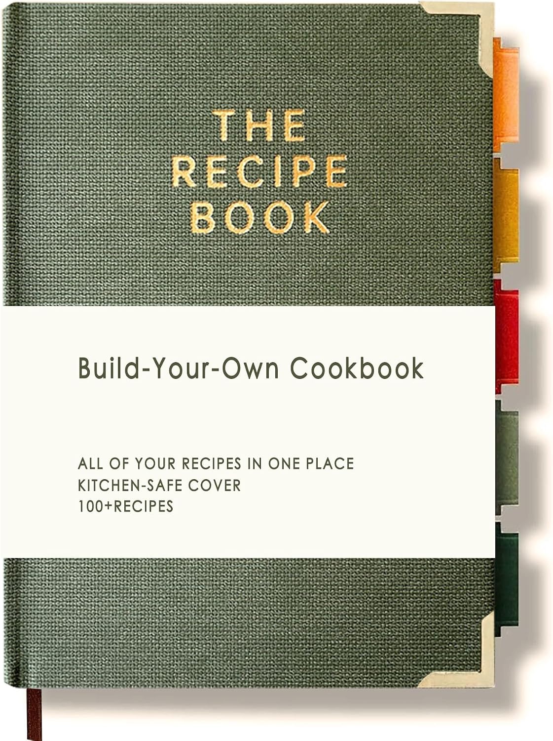 Blank Recipe Notebook | Make Your Own Cookbook | Artisan Hardcover Recipe Book to Write in Your Own Recipes | Forest Green Recipe Journal for 100 Recipes, 8” x 6” | Bookmarks, Pocket & Tabs