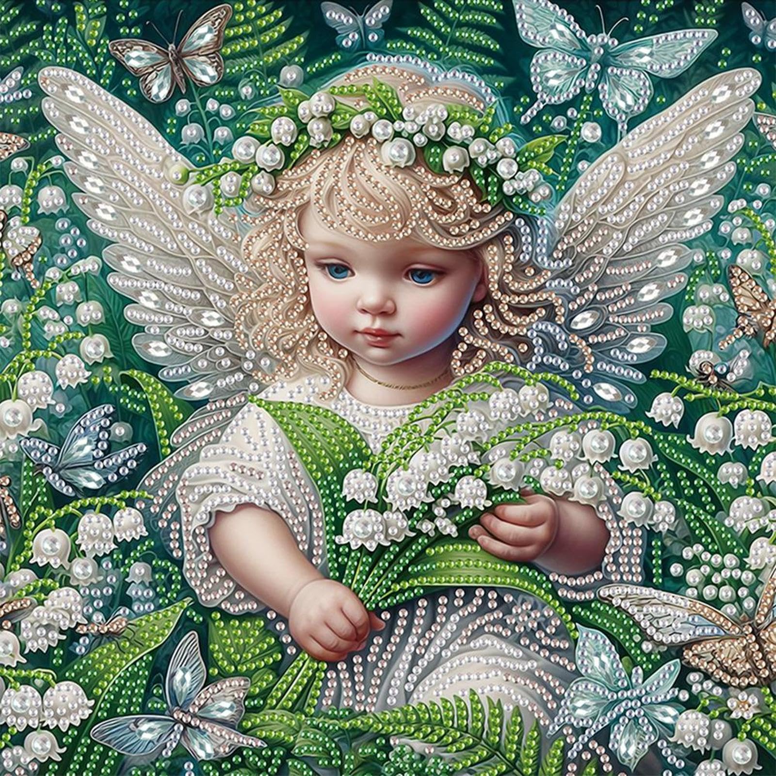 5D Special Shape Diamond Art Painting Kits for Adults, DIY Crystal Rhinestone Gem Art Craft for Beginners, Diamond Mosaic Kit, Home Wall Decor Gift 11.8x11.8 Inch(Angel)