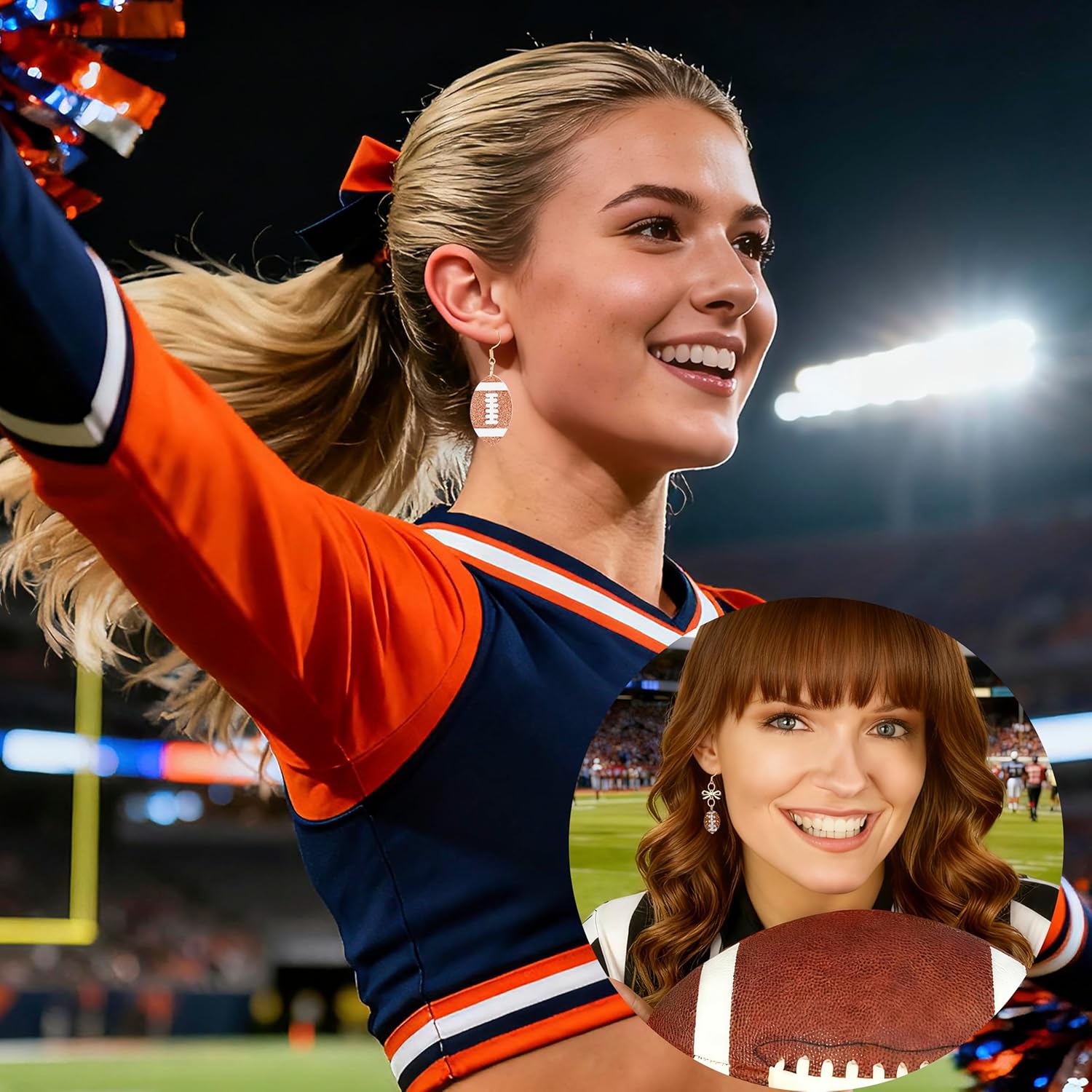 3 Pairs Football Earrings for Women Football Mom Game Day Earring Accessorie & Sports Jewelry - Image 7