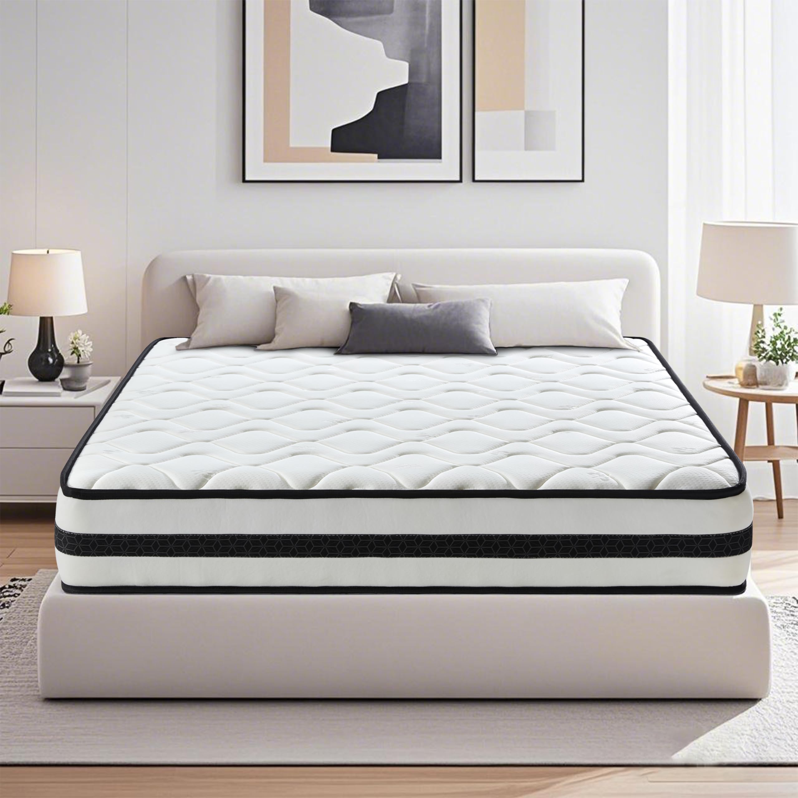 Matelas 140 X 190 Cm Anti-feu Ressorts Ensachés 5 Zones Et Mémoire De