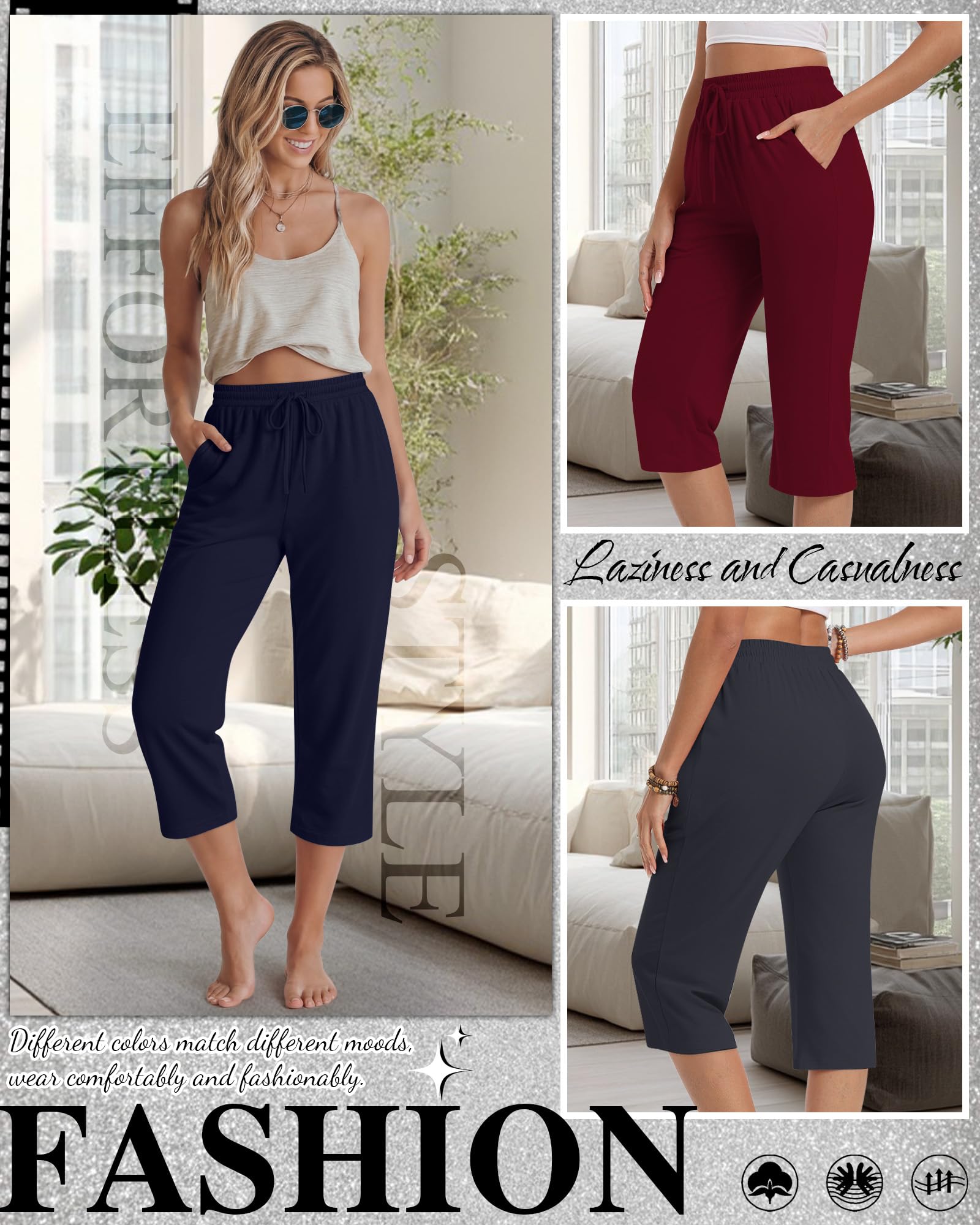 Neer Pantalones de Yoga para Mujer con cordón, 4 Piezas
