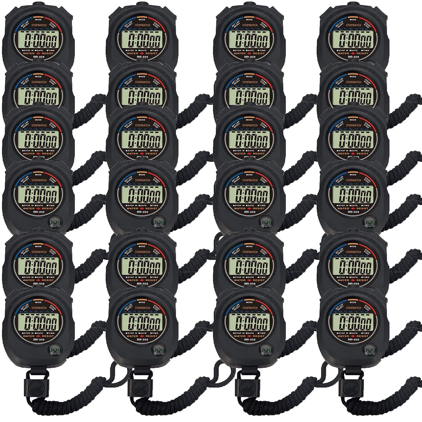 Multi-Function Electronic Digital Sport Stopwatch Timer, Large Display with Date Time and Alarm Function,Suitable for Sports Coaches Fitness Coaches and Referees (24pack)