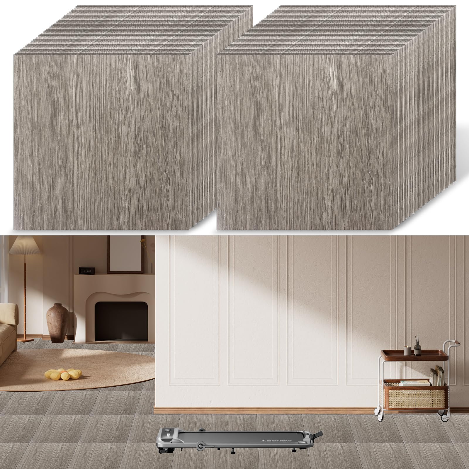 JMIATRY 40 Pcs Self Adhesive Floor Tiles, 30x30cm Large Wood Grain Effect Peel and Stick Floor Tiles, Waterproof Flooring Stickers for Office Bedroom Kitchen Living Room