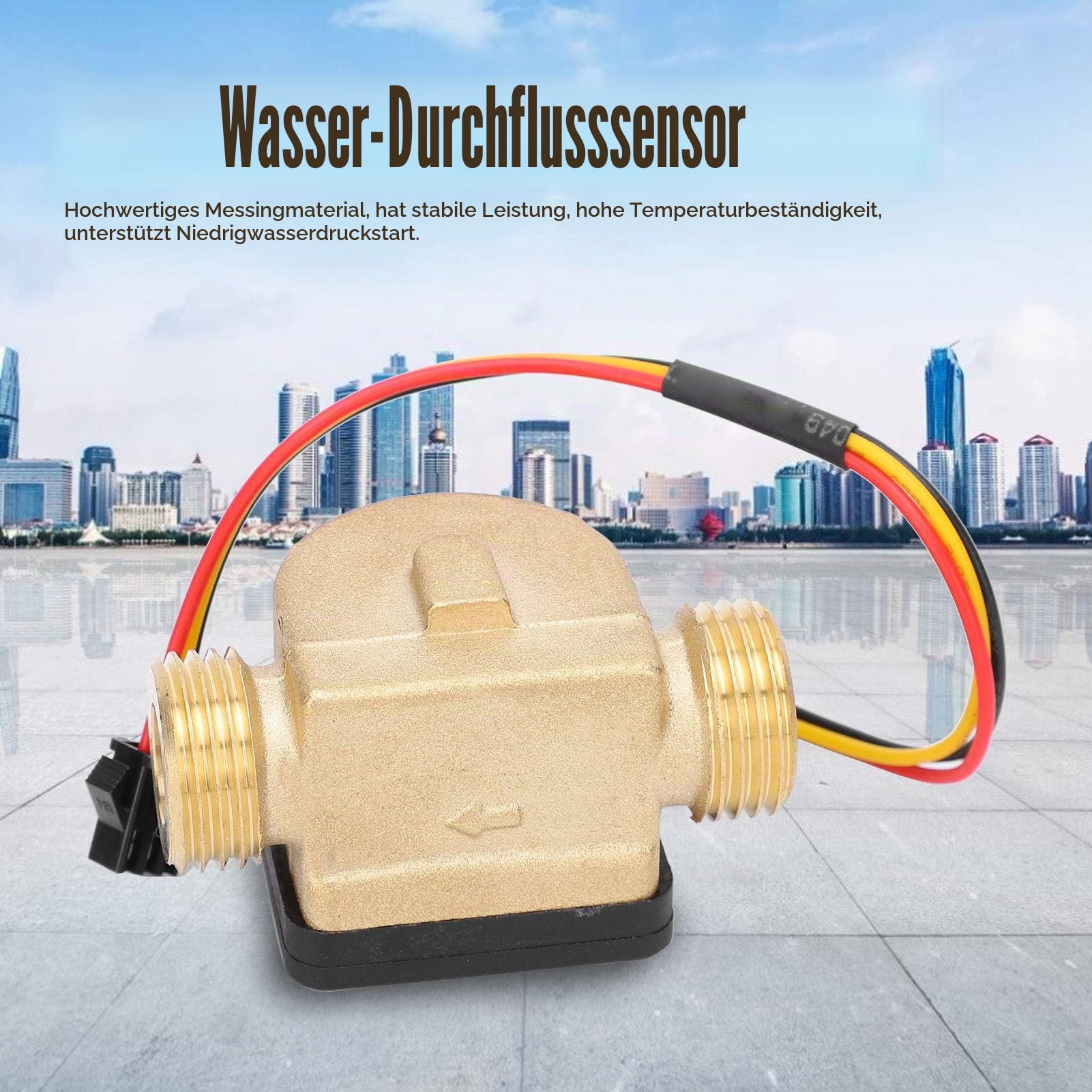 G1/2 Zoll Wasserdurchflusssensor, DC 3-24V 0,3-10 L/min Durchflussmesser Durchflussmesser Zähler Hall Durchflussmesser aus Messing für Warmwasserbereiter, Kreditkartenautomat