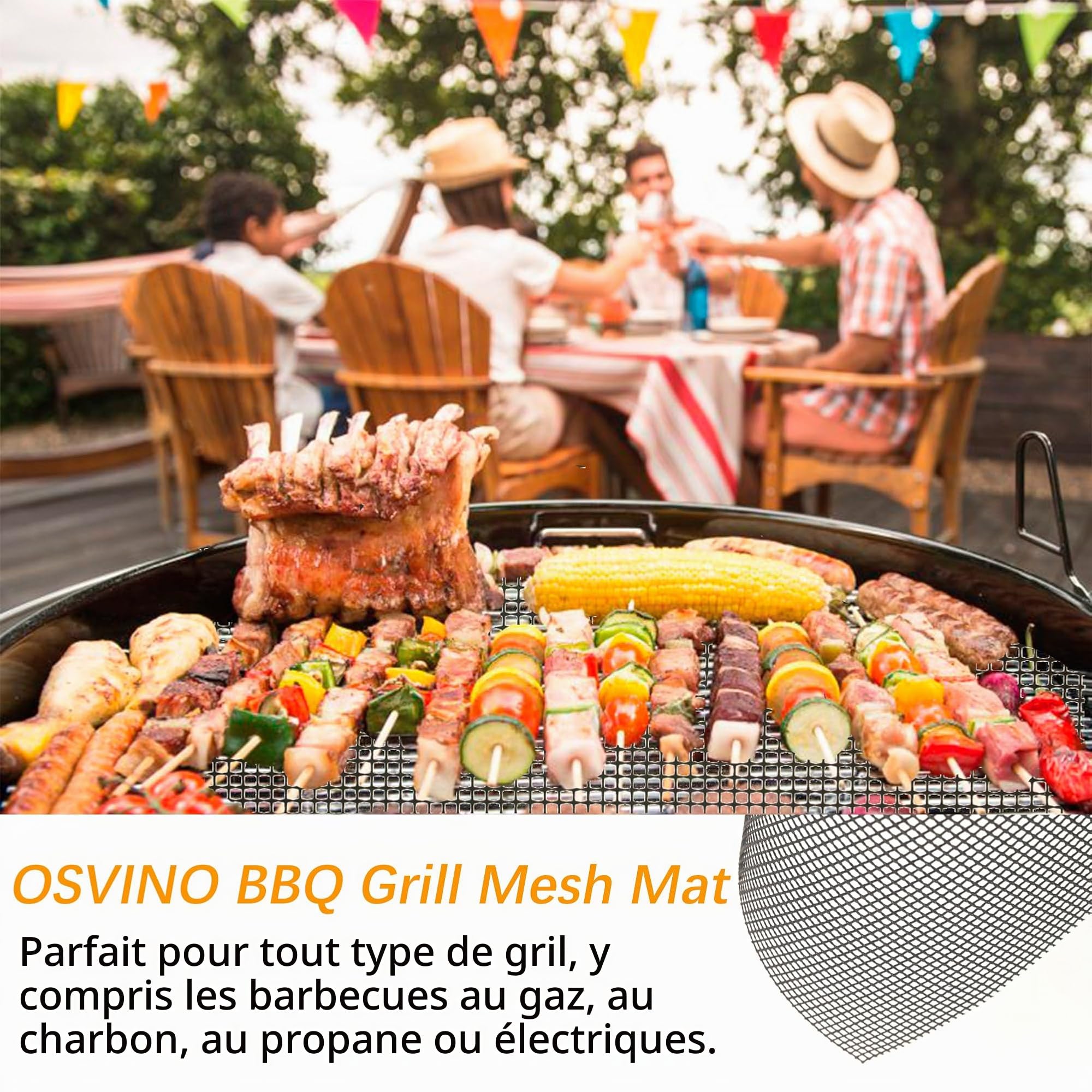 OSVINO Lot de 5 Tapis de Cuisson Barbecue Tapis de Plancha Barbecue Rectangulaire Antidéparant Réutilisable Découpable Tapis de Four pour BBQ,Beige,40x30cm