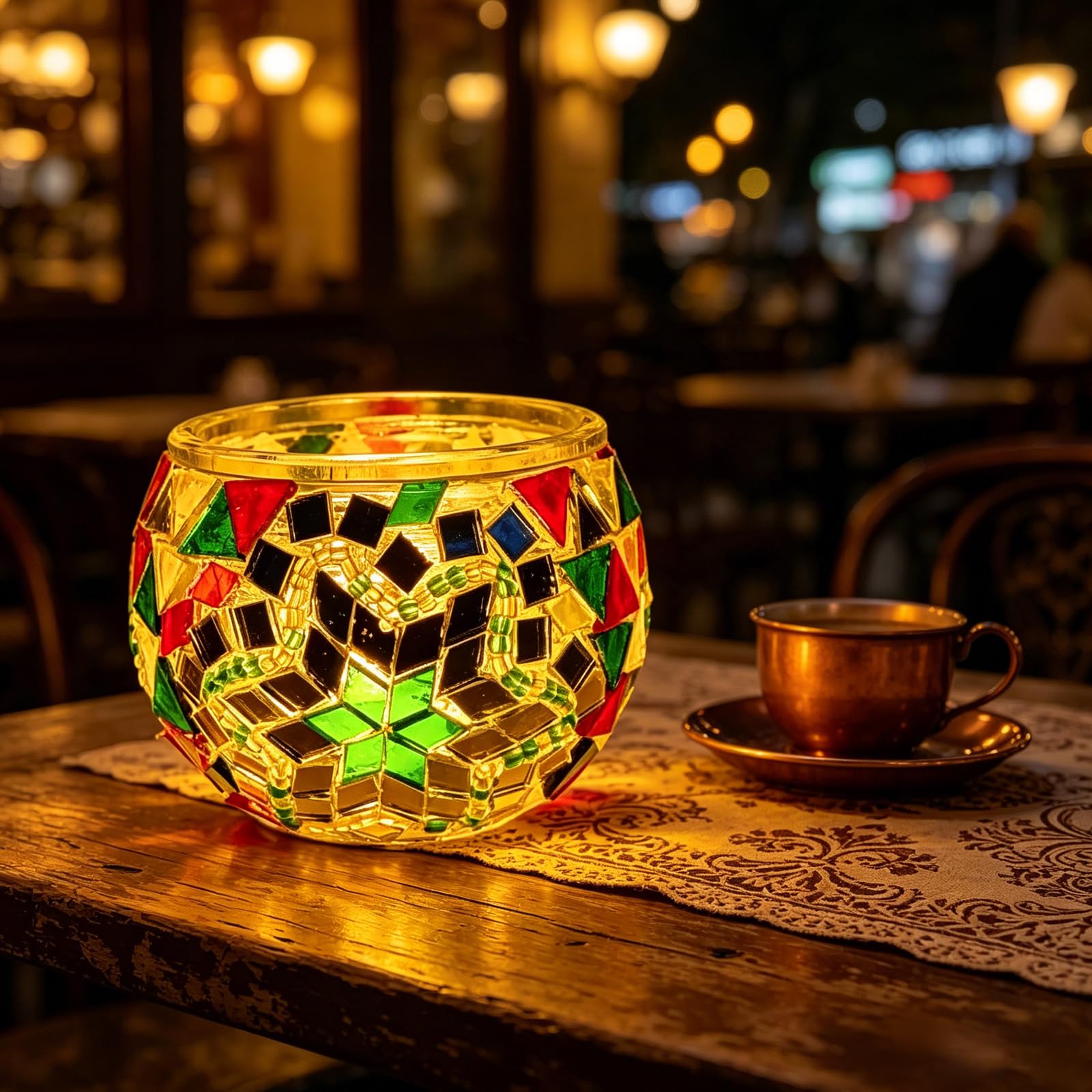 shulovehua Turkish Style Artistic Decor Desk Ornament Creative Turkish Mosaic Lamp Night Light for Cafe Restaurant Bedroom Living Room Decor Parent Child Handmade Activity Stationery Storage