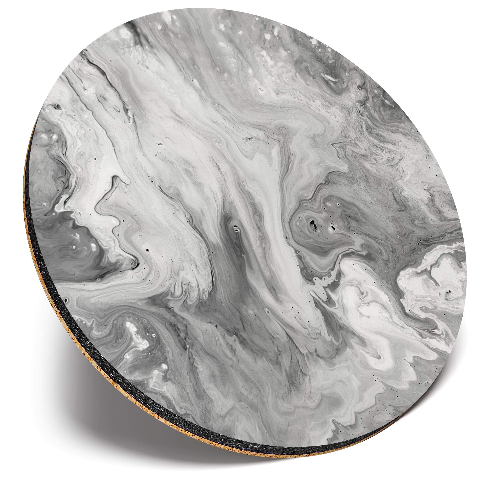 Destination Vinyl Ltd Multicolor Round Single Coaster - Bw - Marble Ink Art Paint |Glossy Quality Coasters | Tabletop Protection For Any Table Type #36769