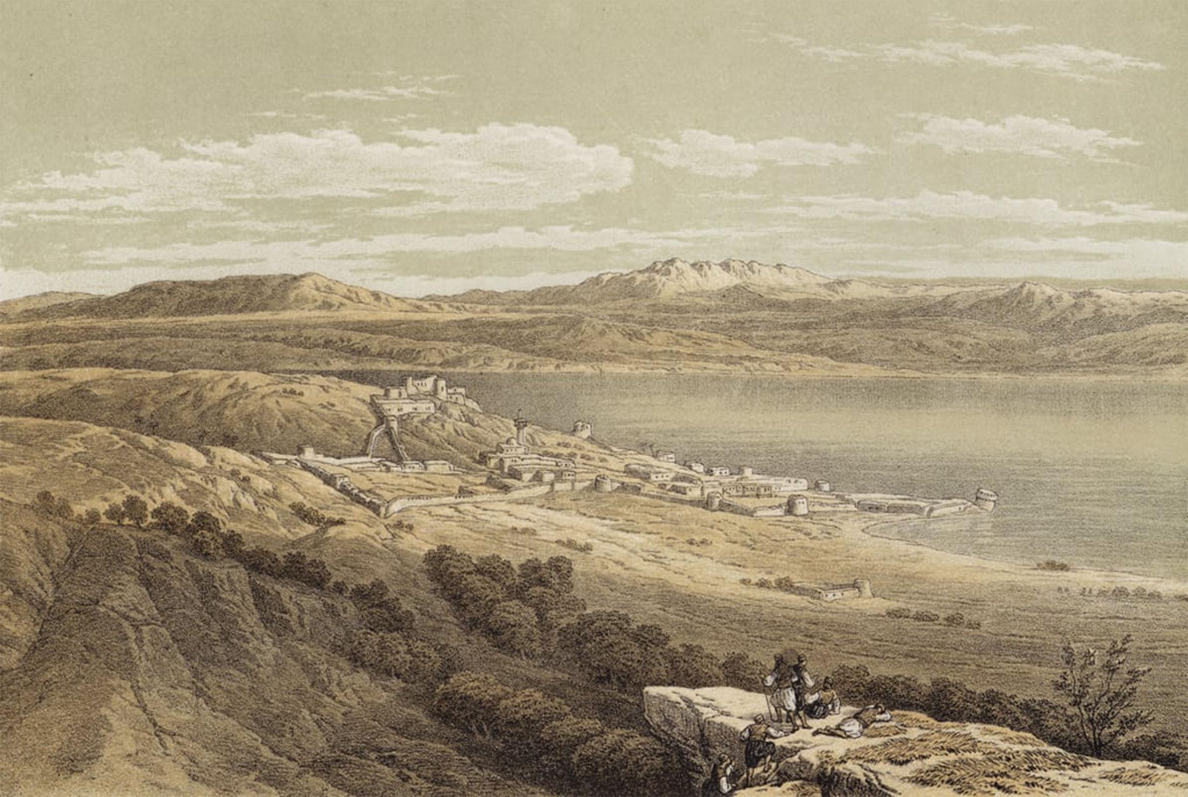 ARTXLXXBN Famous Painting Canvas Artwork Graffiti Print Tiberias Looking Towards Hermon by David Roberts Portrait Canvas Image for Home Decor 60x90cm