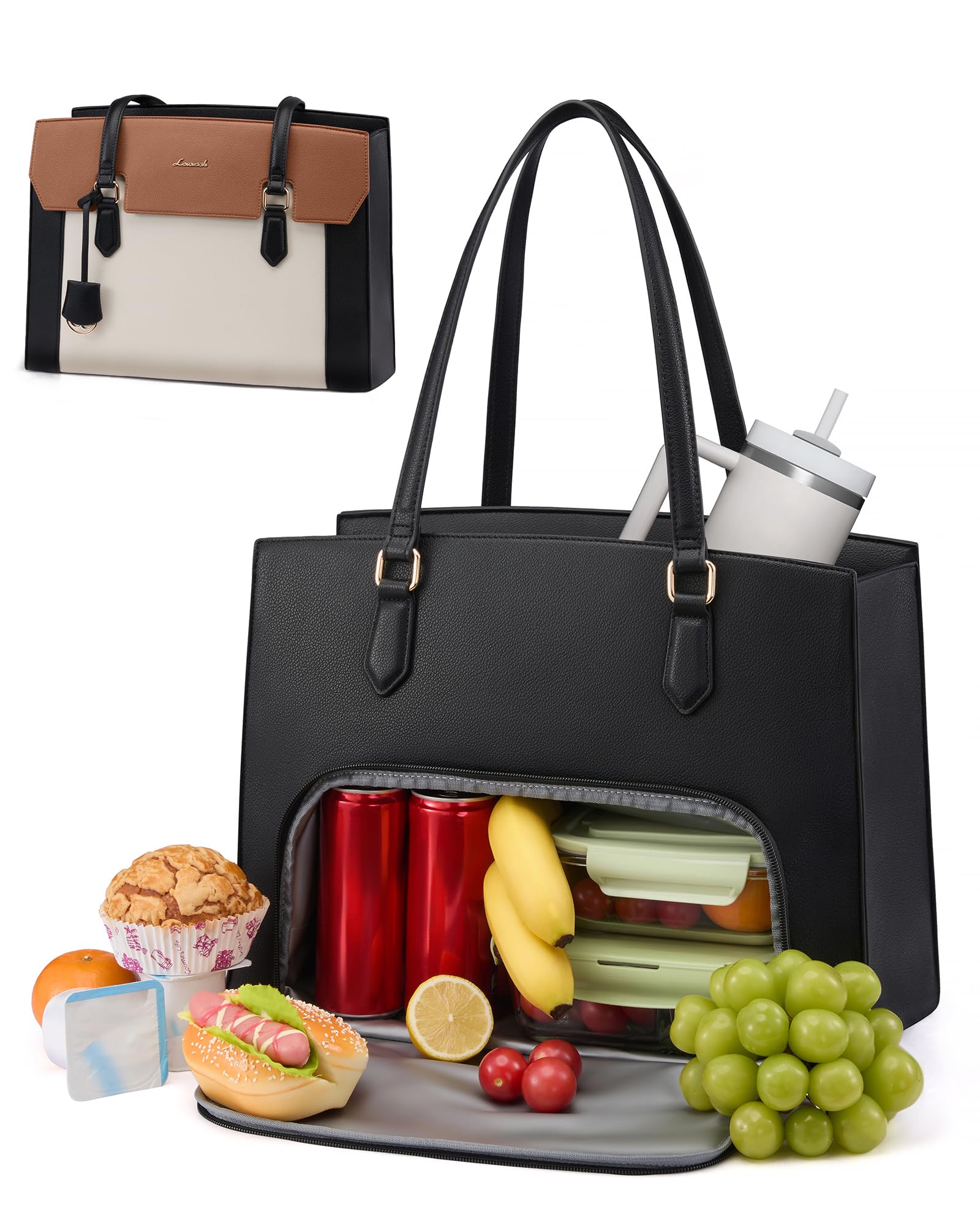 LOVEVOOK Laptop Handtasche Damen mit Isolierted Lunchfach