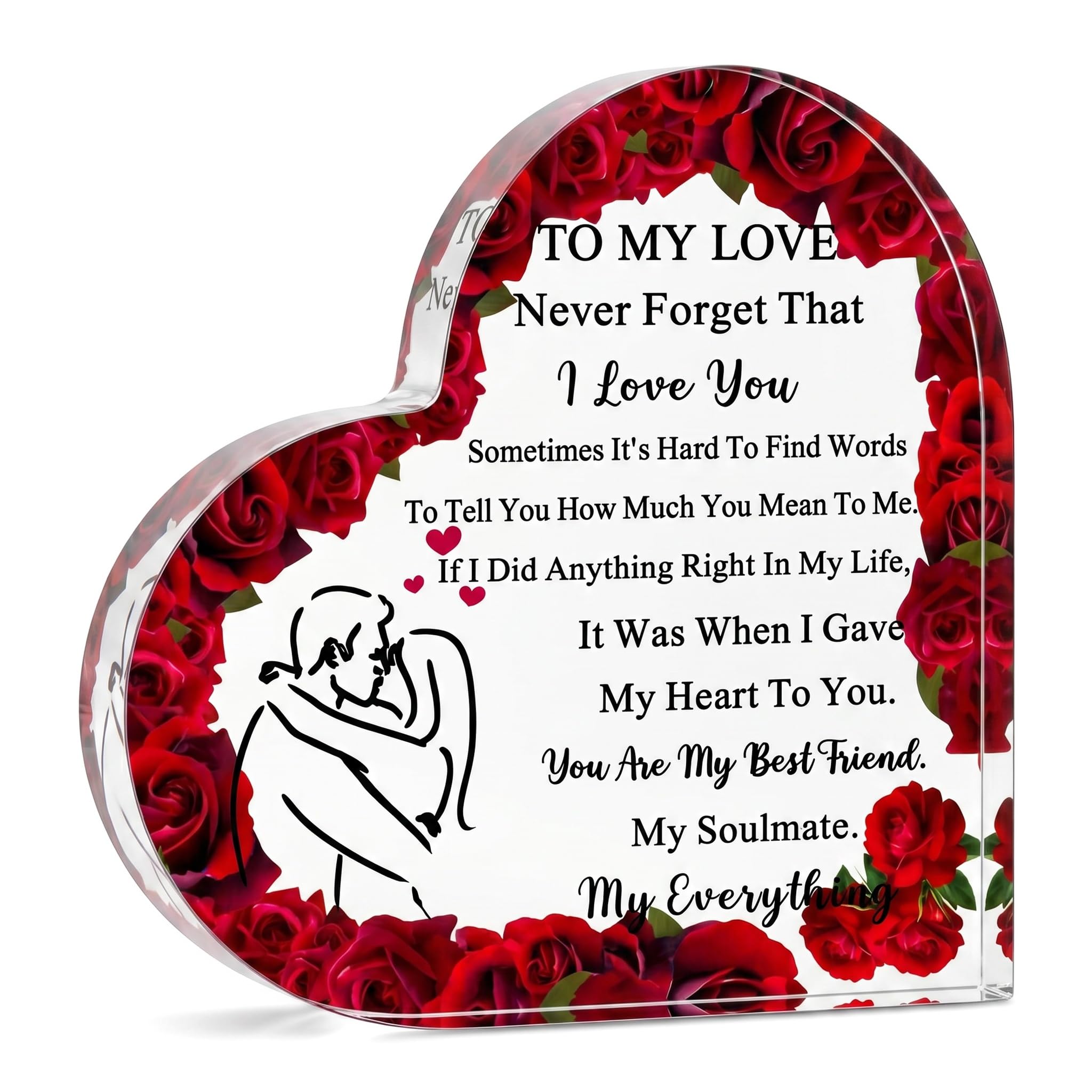 Gifts for Girlfriend, Acrylic Heart I Love You Plaque, Cute Romantic Presents for Her Girlfriend Wife Fiancee GF, Anniversary Birthday Christmas Valentine's Day Keepsake