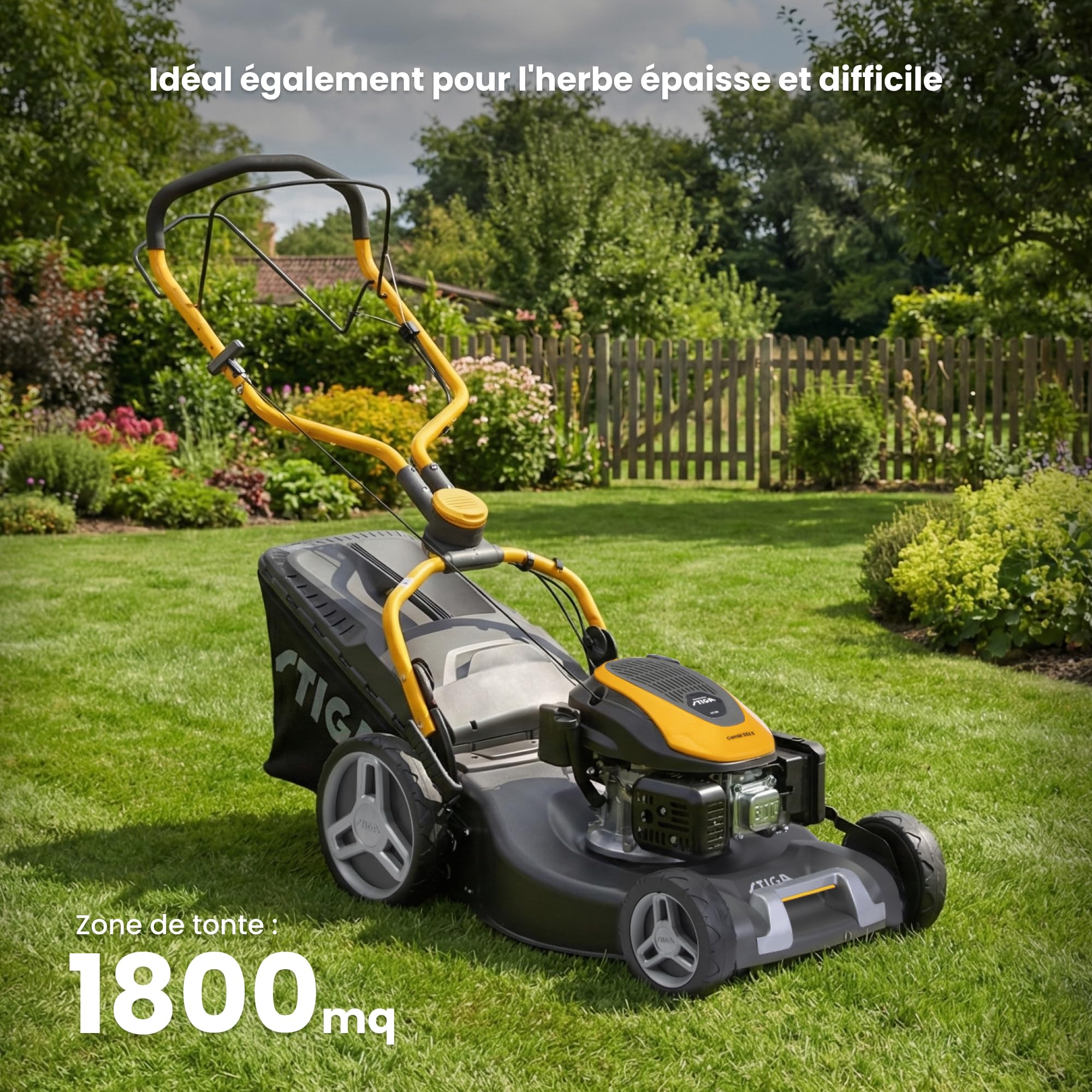 STIGA Combi 553 S Tondeuse à Gazon tractée - Moteur 166cc, Largeur de Coupe 51cm, bac de ramassage 60L, système de Coupe 3 en 1, Gris