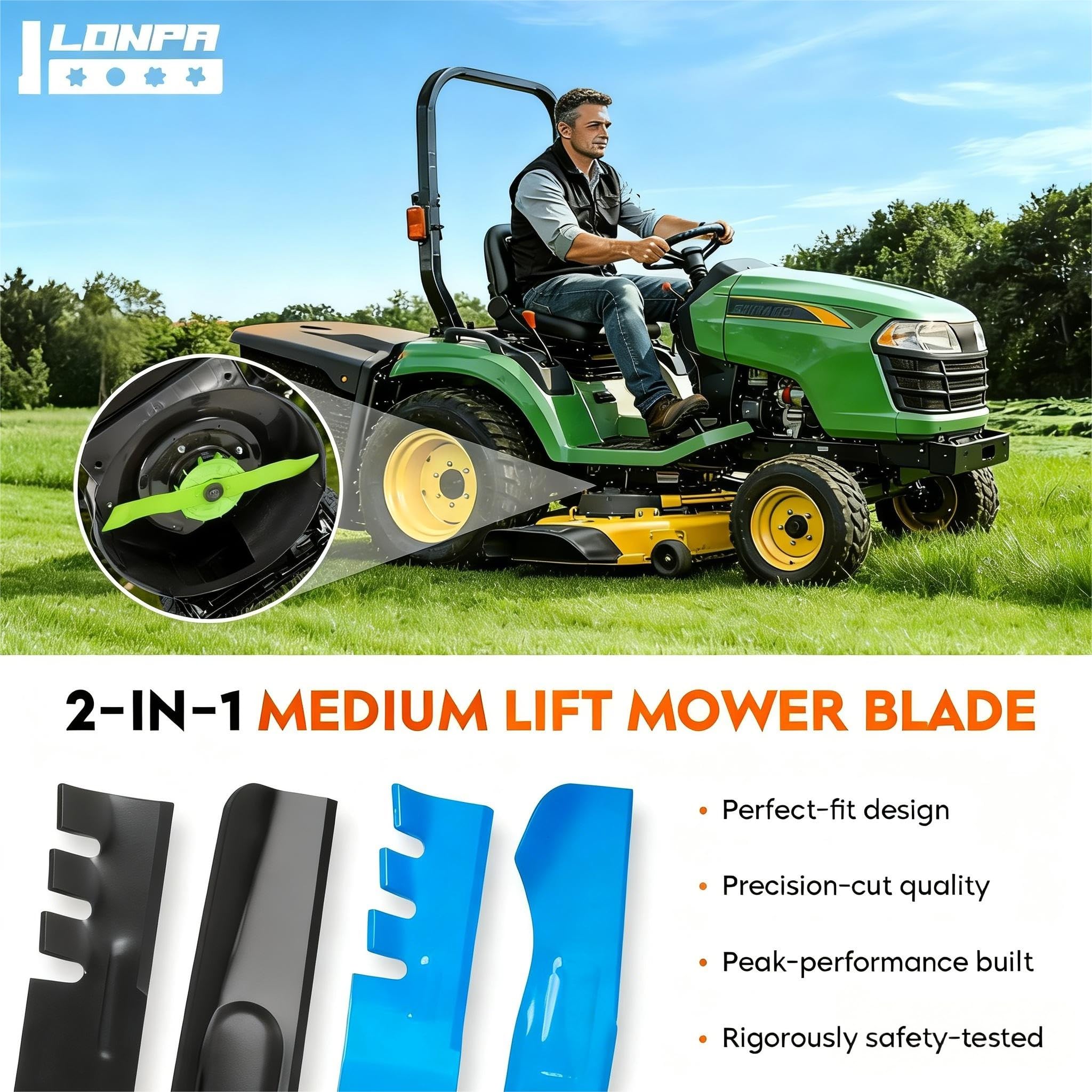 ILONPA (3) Juego de cuchillas para cortacésped Cub Cadet 742-04053 742-04053A 942-04053 942-04053A Toro 112-0316