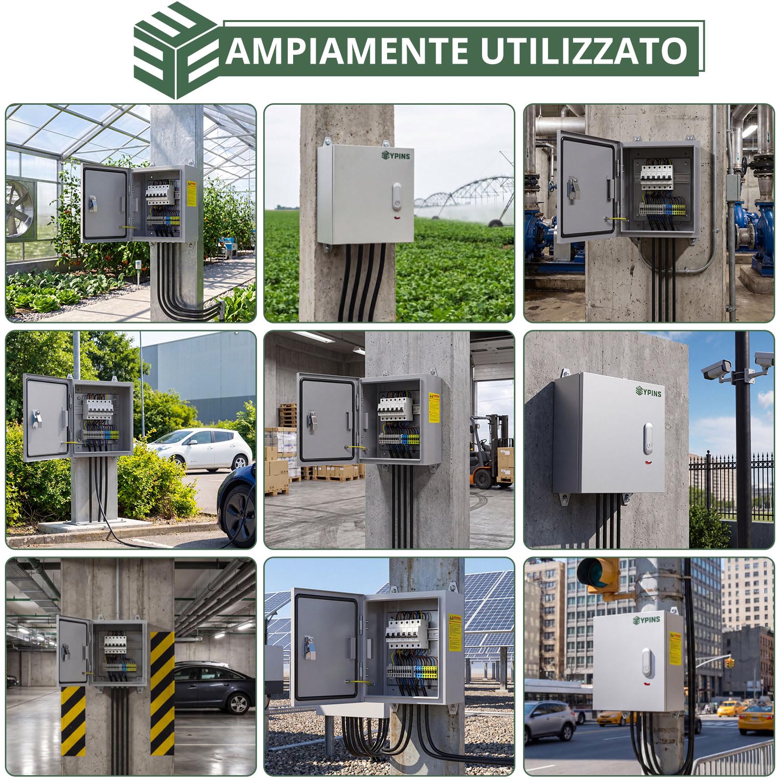 EYPINS Metalowa skrzynka rozdzielcza, wodoszczelna, 400 x 500 x 200 mm, obudowa elektryczna ze stali walcowanej na zimno z aluminiowym cylindrem zamykającym, zdejmowana płyta montażowa do garażu