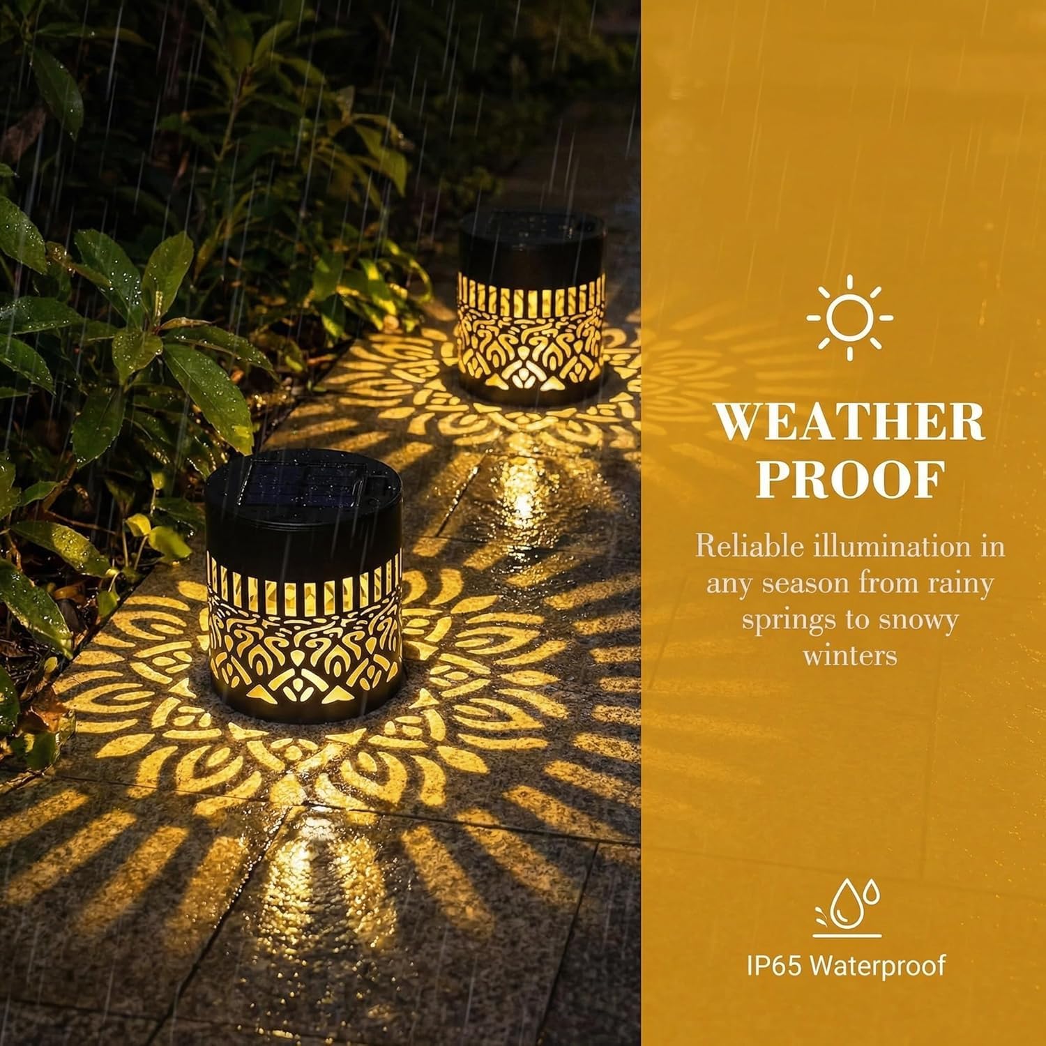 Lampe Solaire Exterieur Mandala, Lanterne Solaire Exterieur Jardin, Applique Murale Lanterne Solaire Lampe de Clôture Étanche IP65 Pour Festive Fête Cour Table Couloir (4-Pack)