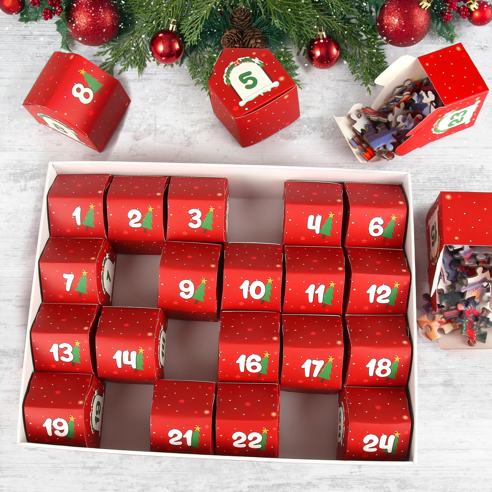 Christmas Jigsaw Puzzles Advent Calendar 2024 Christmas Surprise Countdown Calendars for Adult and Kids, 24 Parts 1008 Pieces Holiday Puzzle to Christmas Gifts Decorations with Puzzle Saver
