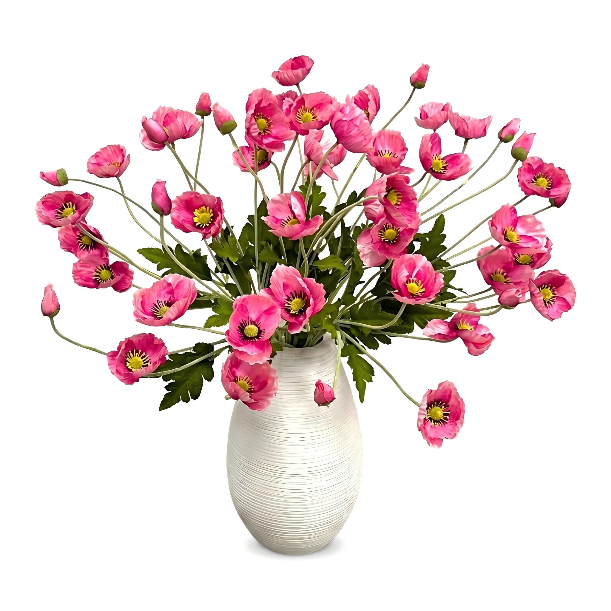 ATFL Hot Pink Poppy Flowers 12 Stems