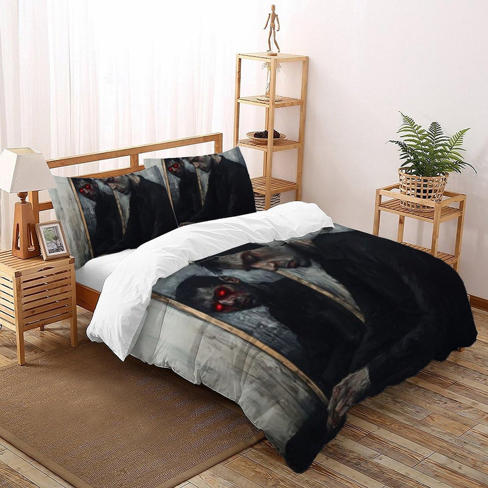 Parure de lit King 220x240 portrait littéraire imprimé 3D avec housse de couette