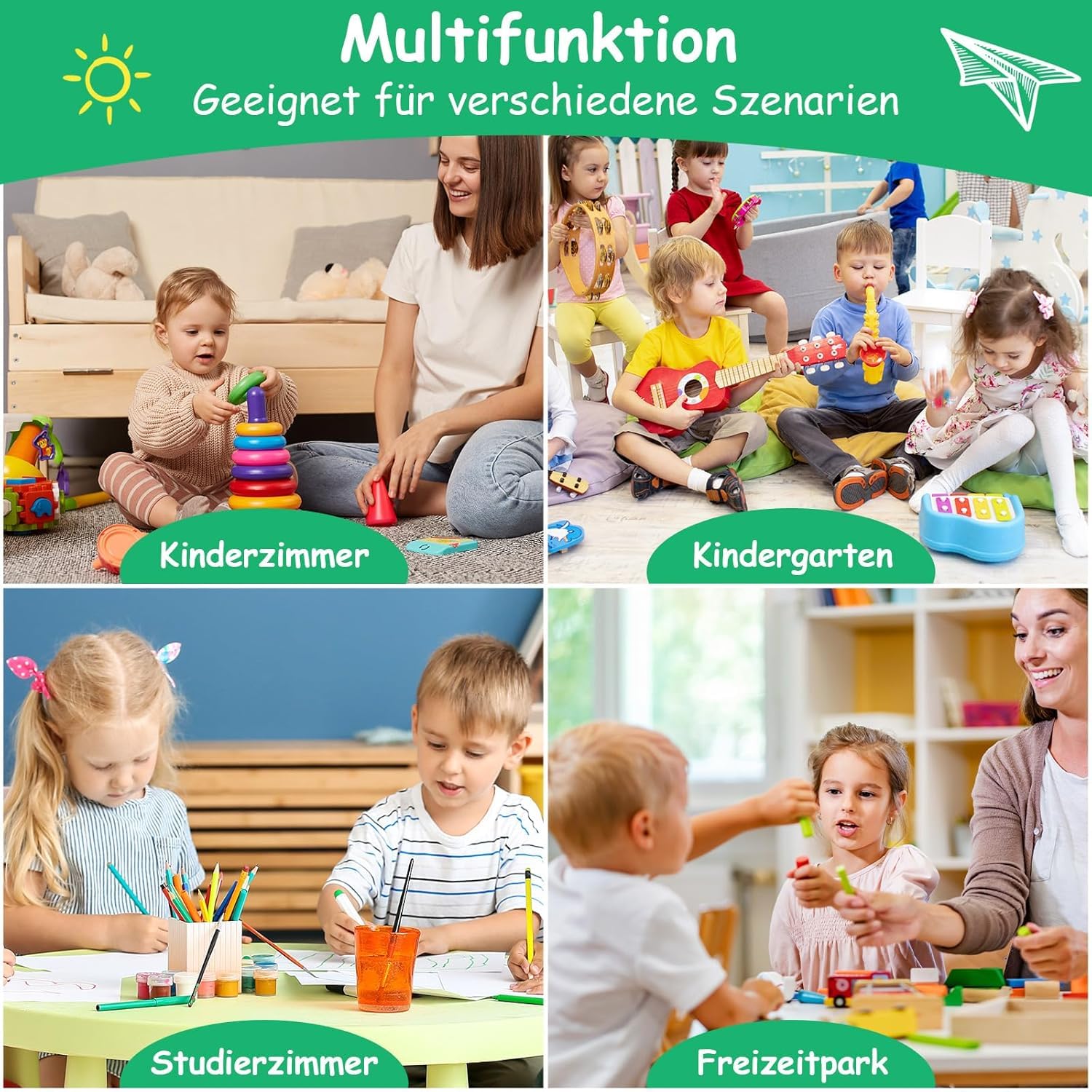 4PCS Sedia Bambini Plastica, Sedie per Bambini Regolabile in Altezza, Sediolina Portata 100kg, Sgabello da 2 Anni, Sedia da Scrivania per Bambini per la Cameretta, Scuola, Asilo Nido, Grigio