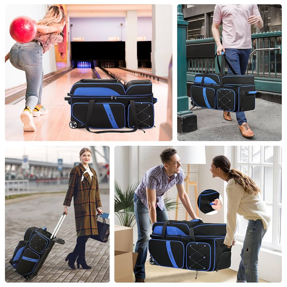 Amazon.com : BOSSTIN 3 Ball Bowling Bags with Wheels, Secure