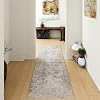 HUGEAR Washable Hallway Runner Rug 60x240cm Beige Grey Non Slip Abstract Natural Neutral Modern Long Carpet Runners Kitchen Bedroom Lounge Bedside Low Pile Carpets