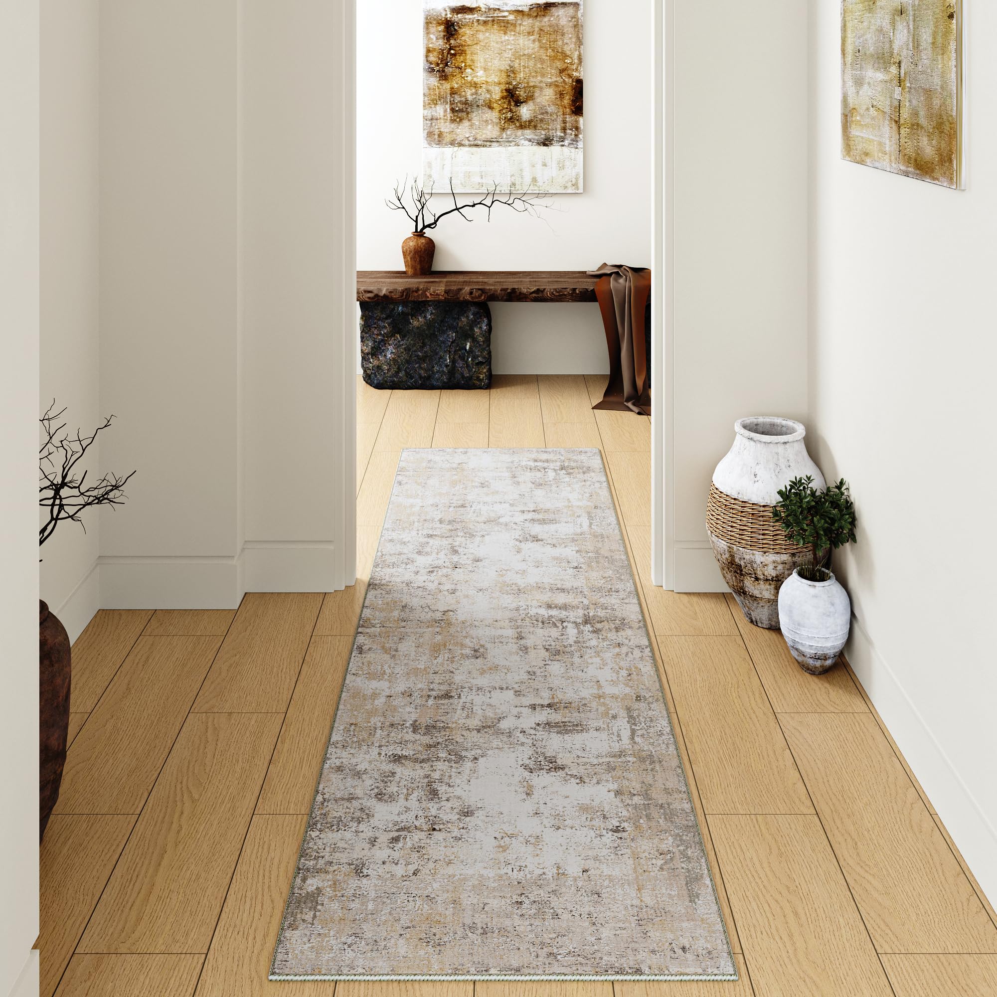 Alfombra pasillo de 60x240cm lavable gris moderna para cocina, habitación y zonas de paso