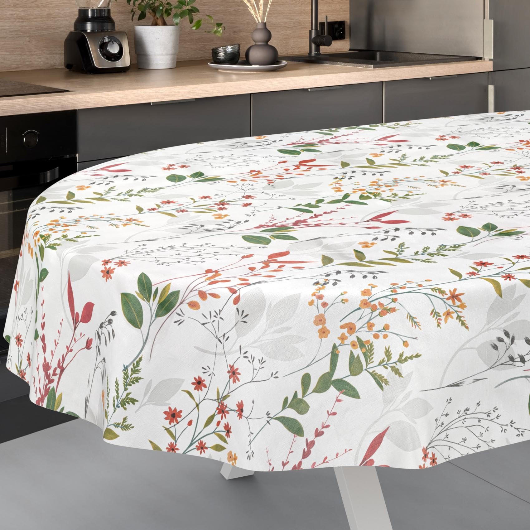 Wachstuchtischdecke Tischdecke abwaschbar Wachstischdecke pflegeleicht wasserabweisend Lotuseffekt Gartentischdecke Natur Oval 180 x 140 cm Schnittkante