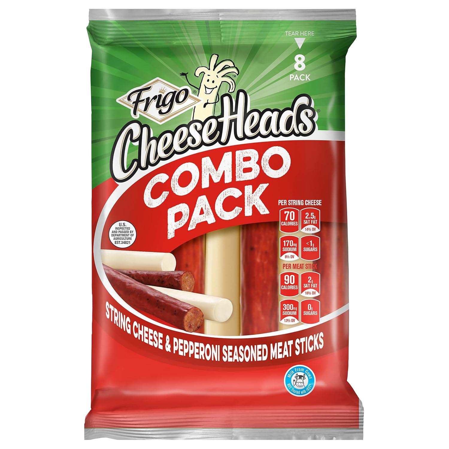 Frigo Cheese Heads, String Cheese & Pepperoni Stick, 8