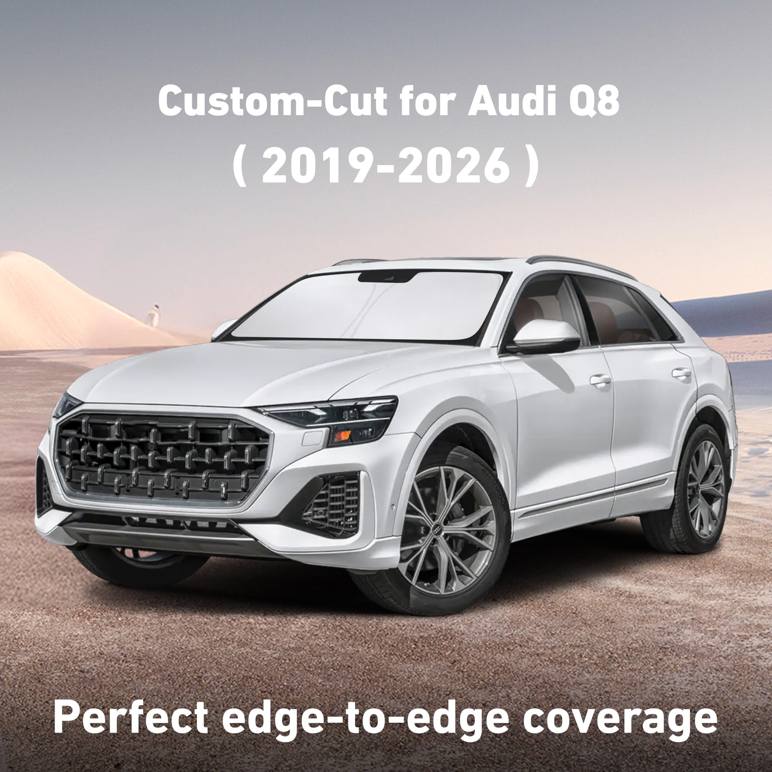 Econour Windshield Sunshade for Audi Q8 2019-2024 2025 2026, Sun Visor for Front Windshield & Window Sun Shade Cover, UV Heat Blocker & Protector, Car Accessories