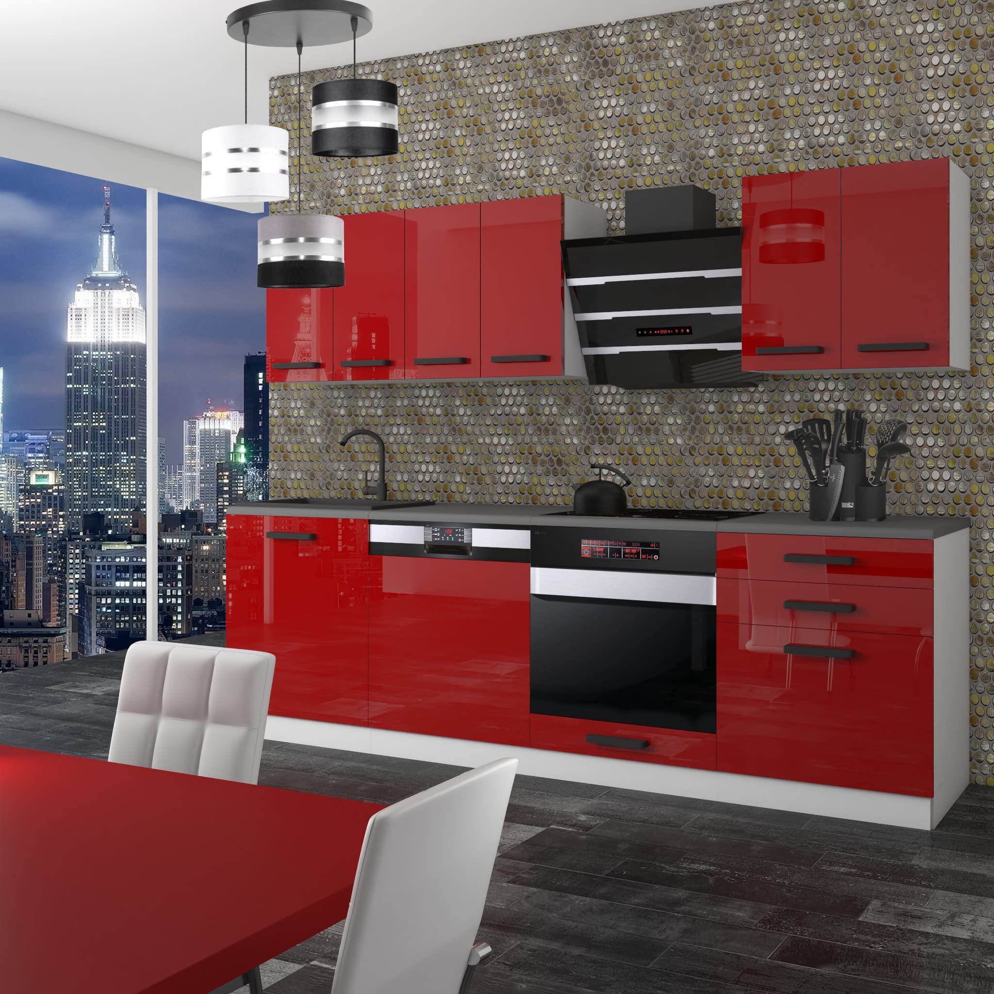 Cucina Componibile Susan 240cm Belini - Pensili E Mobili Da Cucina Senza Elettrodomestici - Colore Argento Opaco - Foto 3