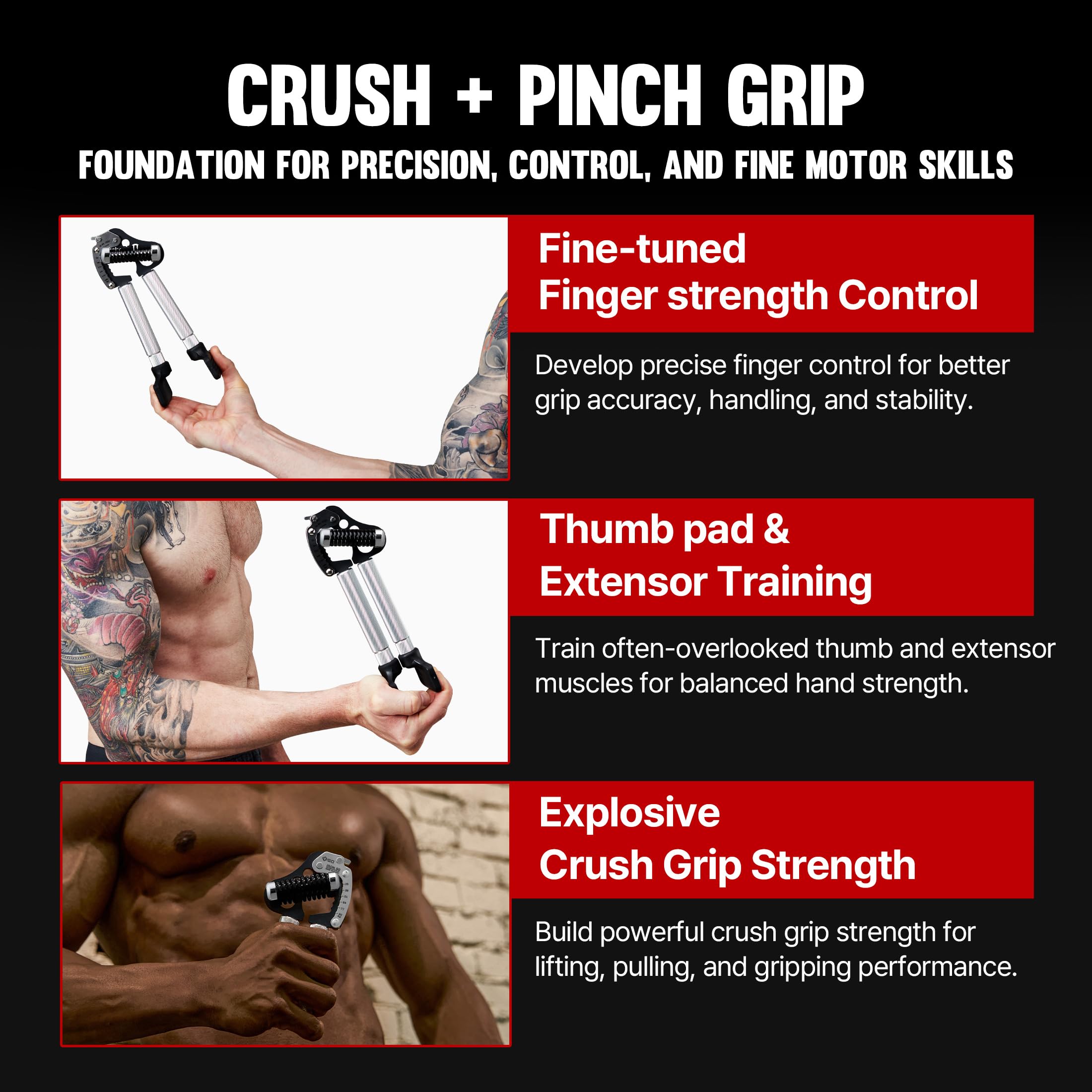 Juego GD IRON GRIP Pinch Grip - Entrenador de agarre para escalada, fortalecedor ajustable de agarre, ejercitador de manos y muñecas para entrenamiento de dedos